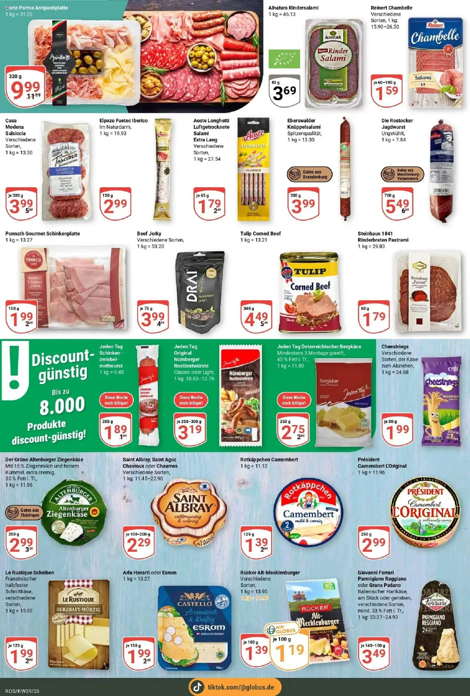 Globus Prospekt Lambrechtshagen (ab 21.09.2026) » Angebote online | Seite: 13 | Produkte: Rinderbraten, Grana Padano, Ziegenkäse, Camembert
