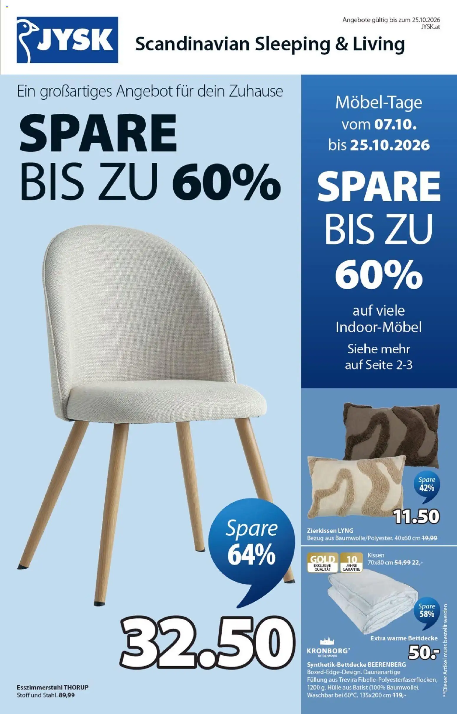 JYSK Flugblatt gültig ab 07.10.2026 | Seite: 1 | Produkte: Hülle, Kissen