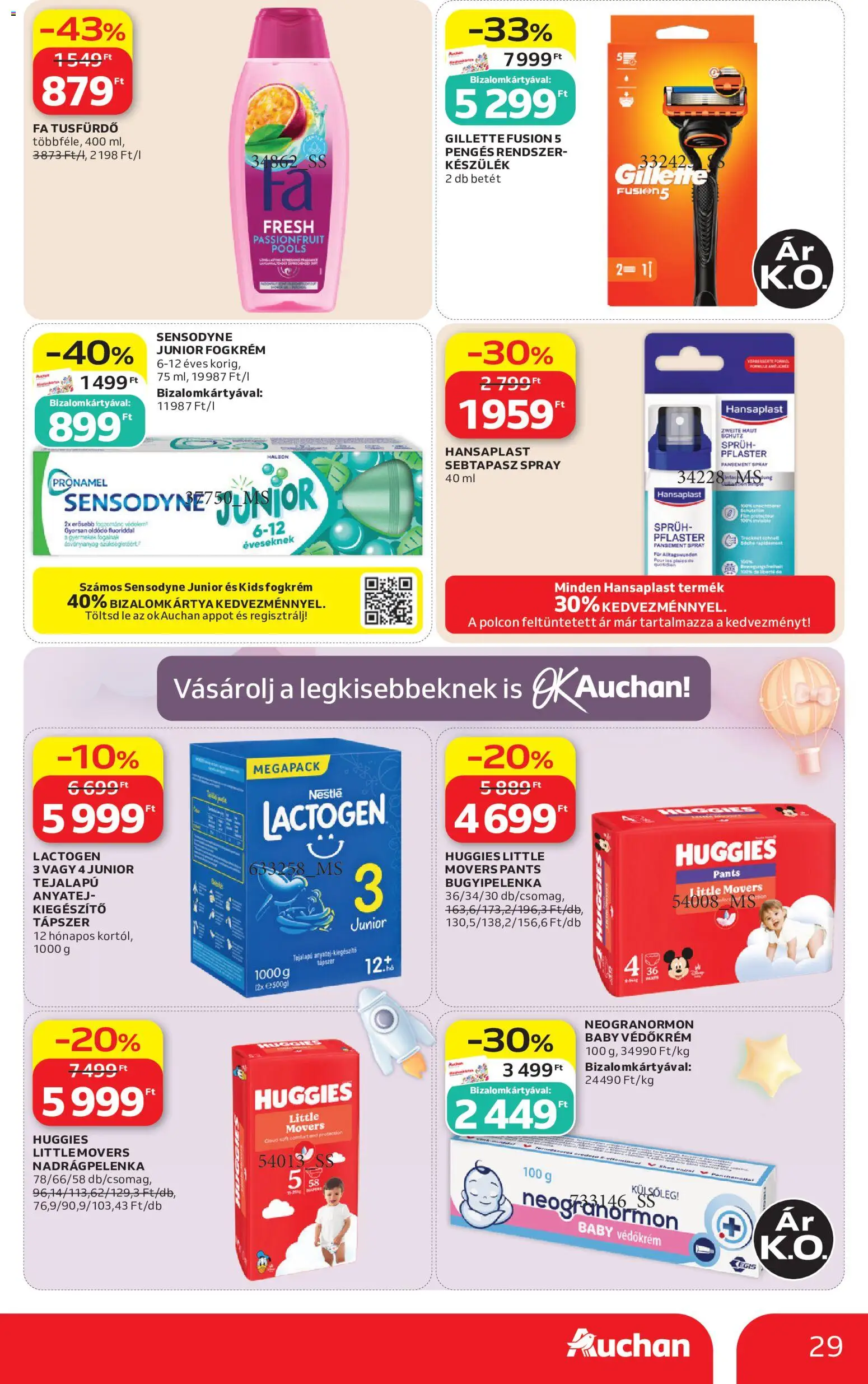 Auchan akciós ujság - amely érvényes a következő dátumtól: 2026.08.06. | Oldal: 29 | Termékek: Sebtapasz, Tusfürdő, Fogkrém