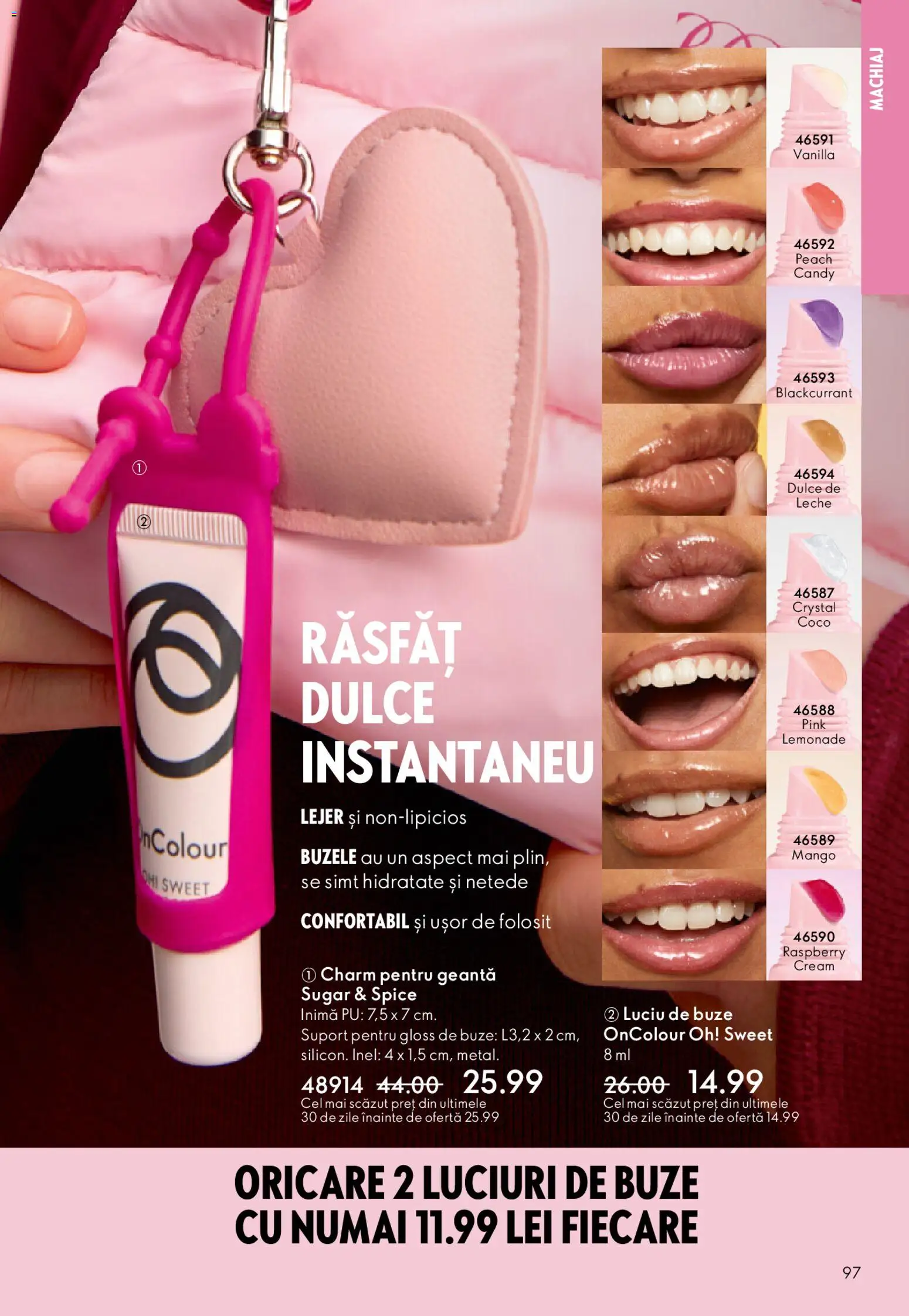 Noul catalog Oriflame – valabil de la 06.05.2026 | Pagină: 97 | Produse: Geantă, Inel, Luciu de buze, Mango