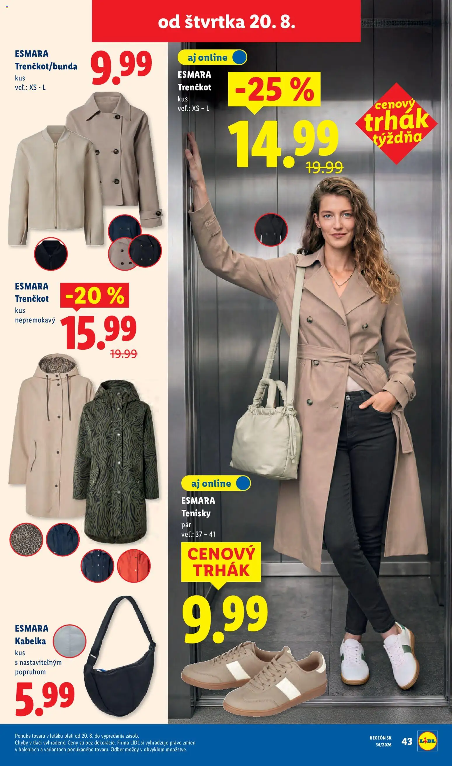 Nové Lidl akcie – leták je platný od 17.08.2026 | Strana: 83 | Produkty: Tenisky, Kabelka