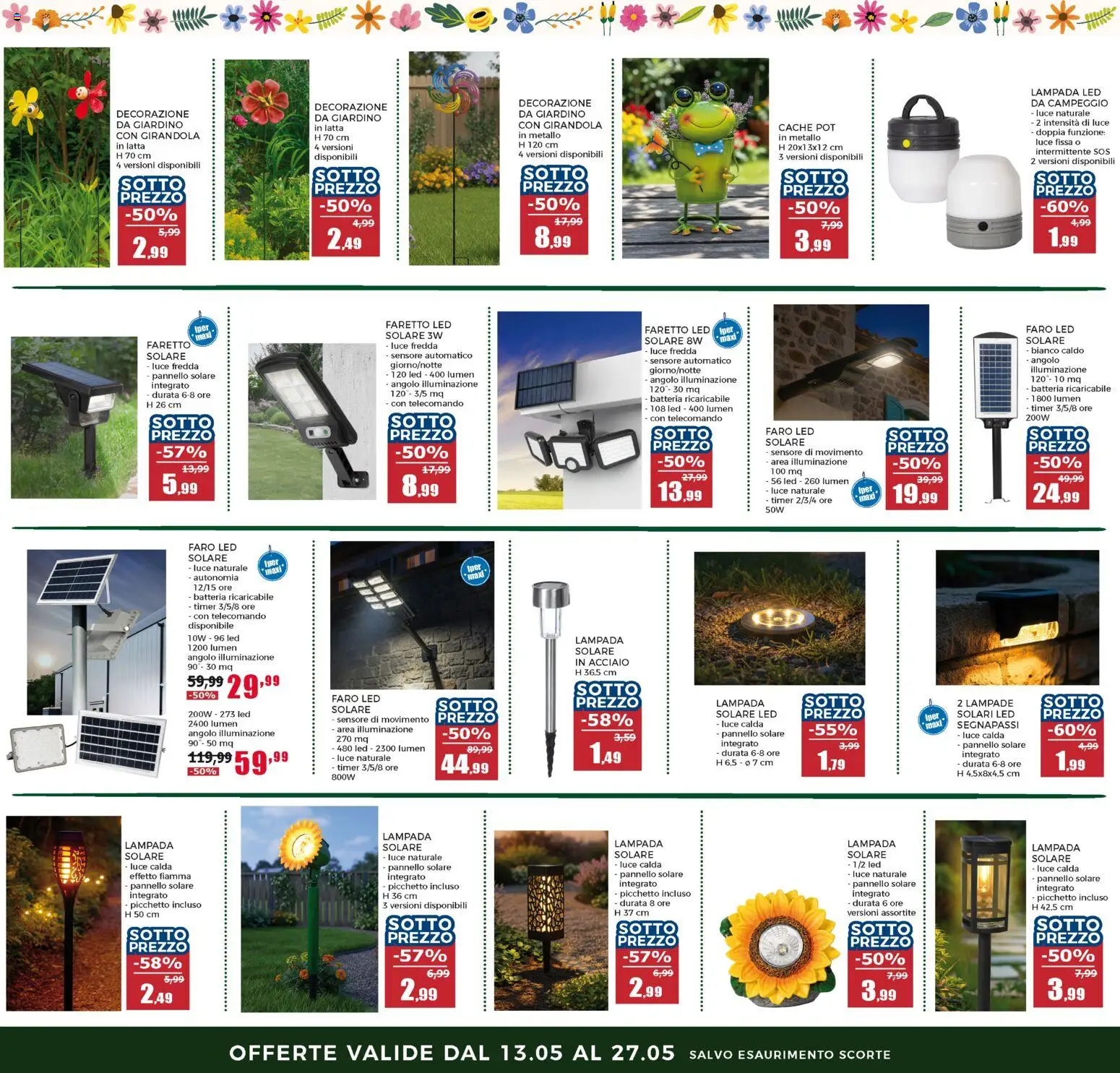 Volantino Happy Casa del 13.05.2026 | Pagina: 24 | Prodotti: Faretto, Telecomando, Lampada solare, Batteria