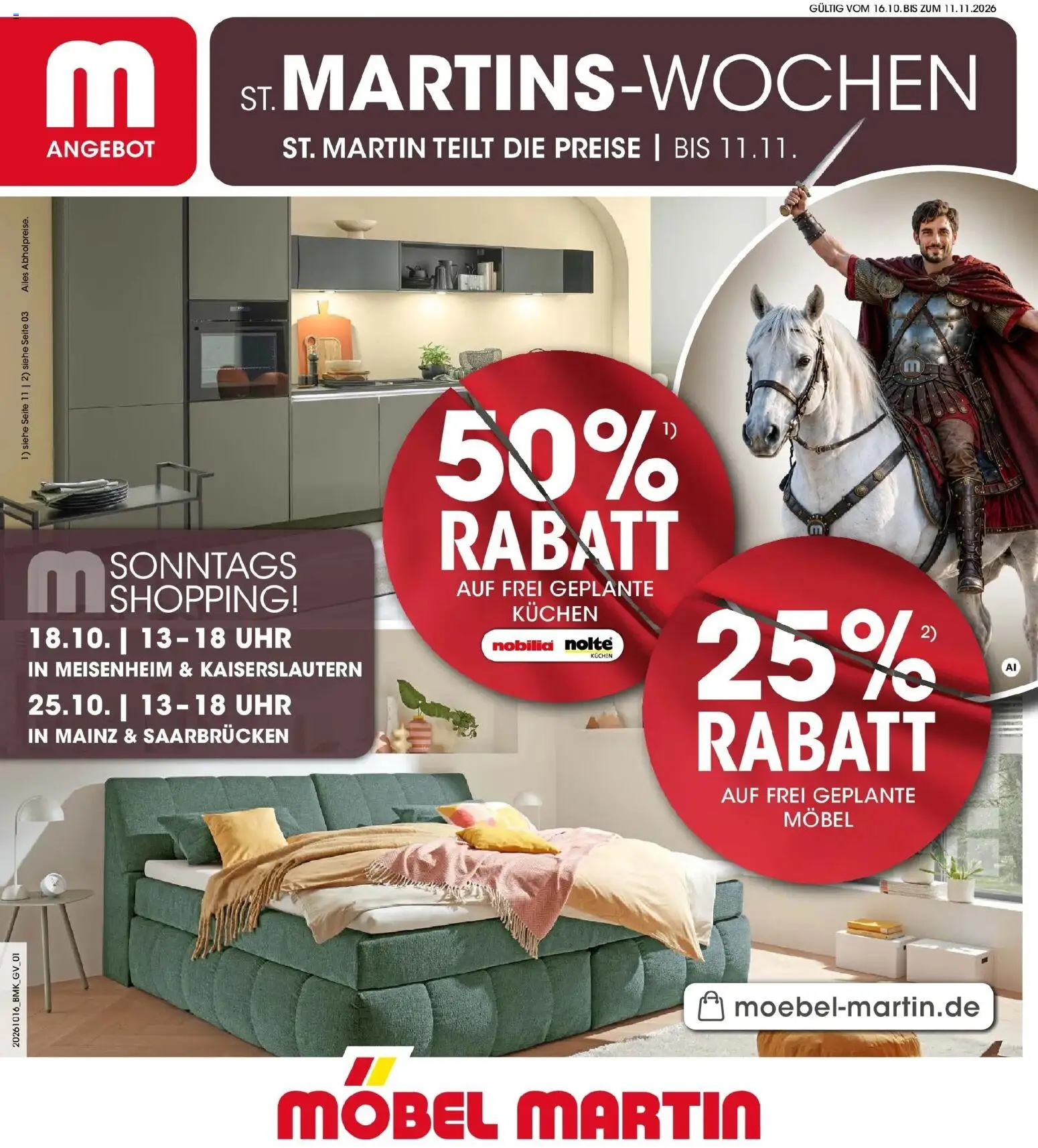 Möbel Martin Martins Wochen (ab 16.10.2026) zum Blättern | Seite: 1 | Produkte: Kuchen, Uhr
