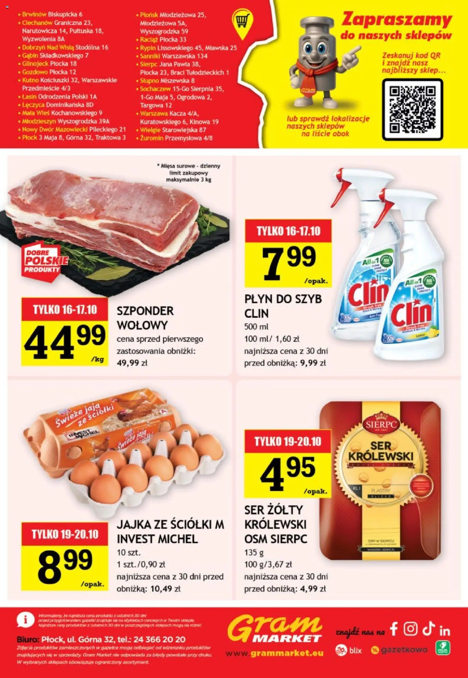 Gram Market gazetka od 14.10.2026 | Strona: 16 | Produkty: Płyn do szyb Clin, Ser, Płyn do szyb, Jaja