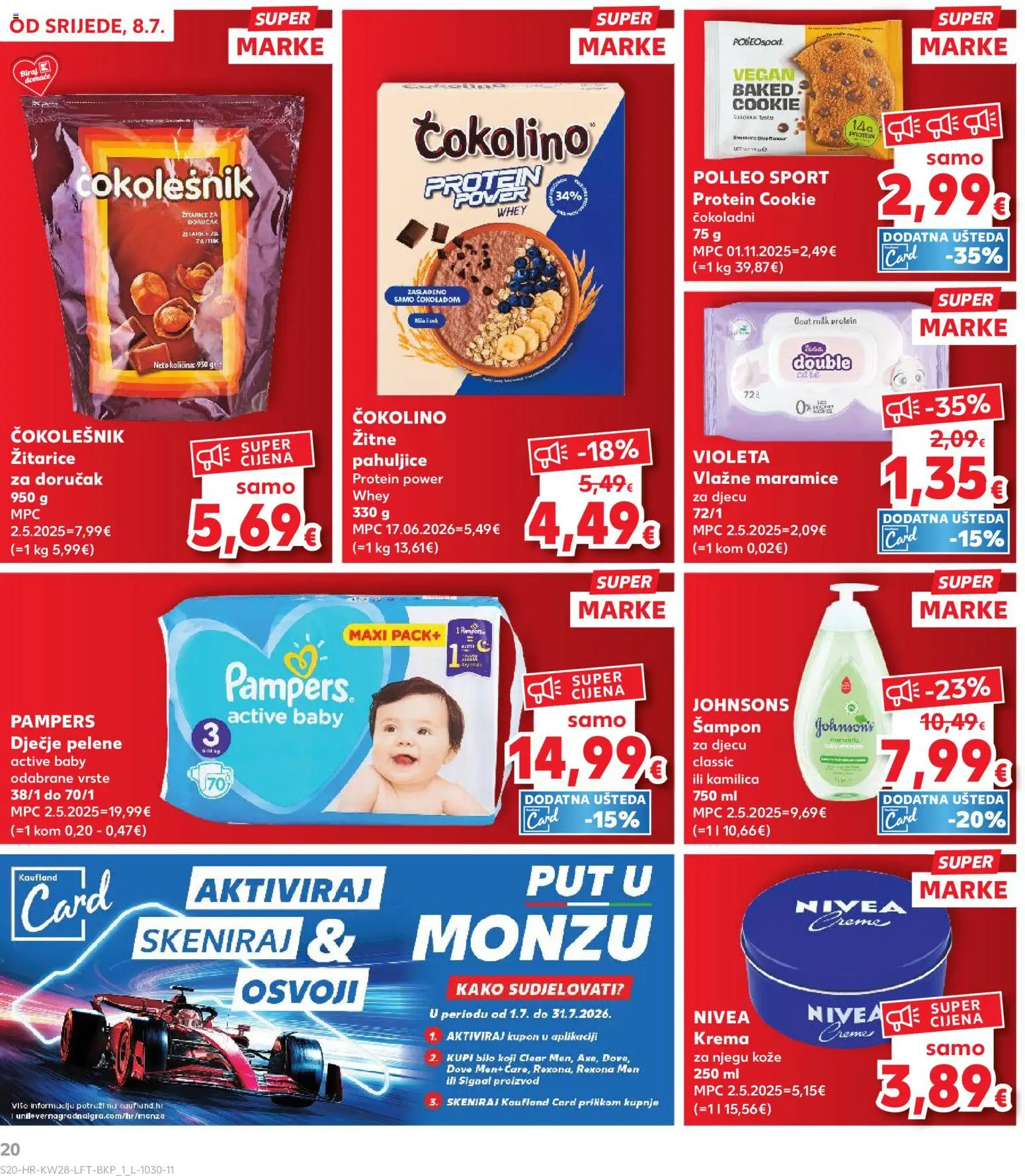 Kaufland HR akciós ujság - amely érvényes a következő dátumtól: 2026.07.08. | Oldal: 20 | Termékek: Pampers, Protein, Sampon, Vegán