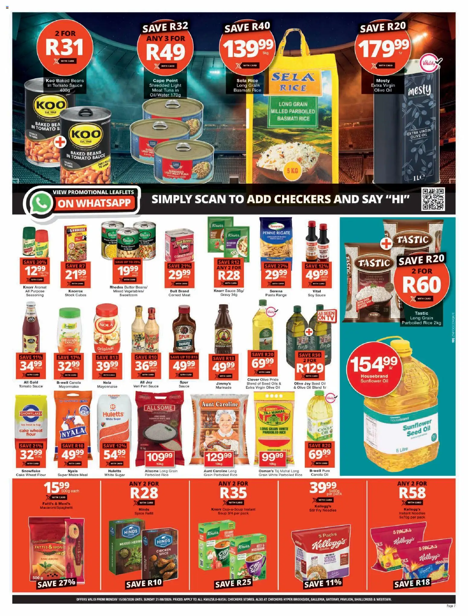 New Checkers catalogue – valid from 15.06.2026 | Page: 7 | Products: Flour, Baked beans, Pasta, Herbs