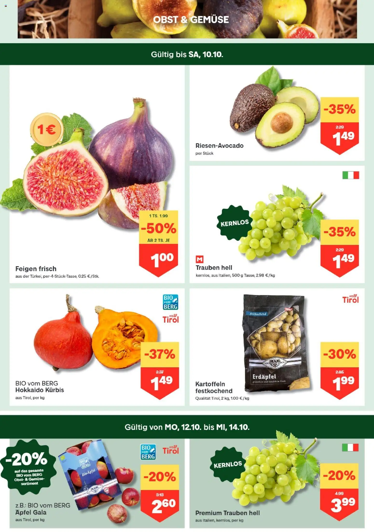 MPREIS Hohenems gültig ab 08.10.2026 | Seite: 2 | Produkte: Kartoffeln, Gemüse, Obst, Feigen