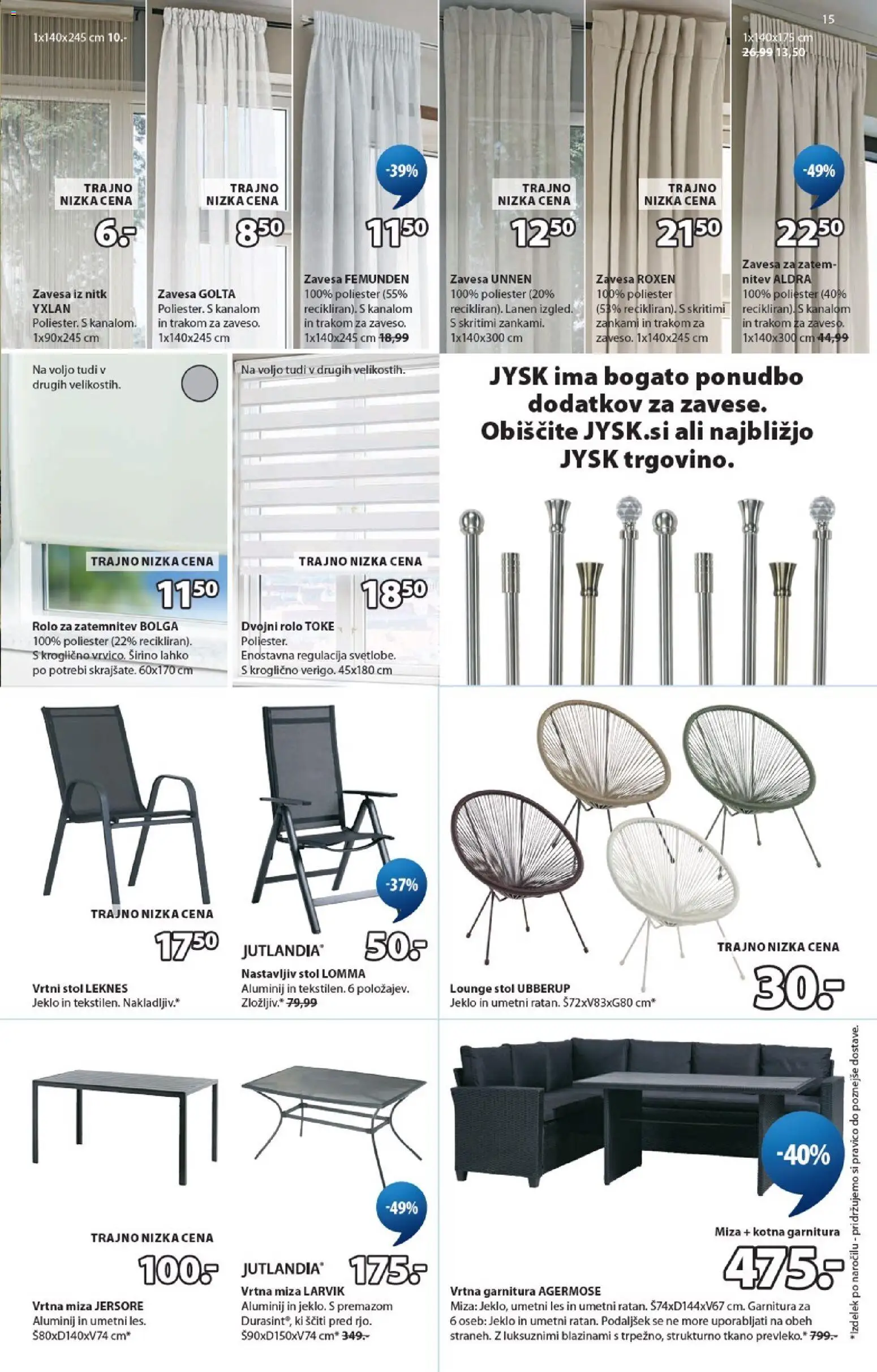 Novi JYSK katalog ponudbe – veljaven od 14.10.2026 | Stran: 15 | Izdelki: Vrtna garnitura, Vrtni stol, Rolo, Stol