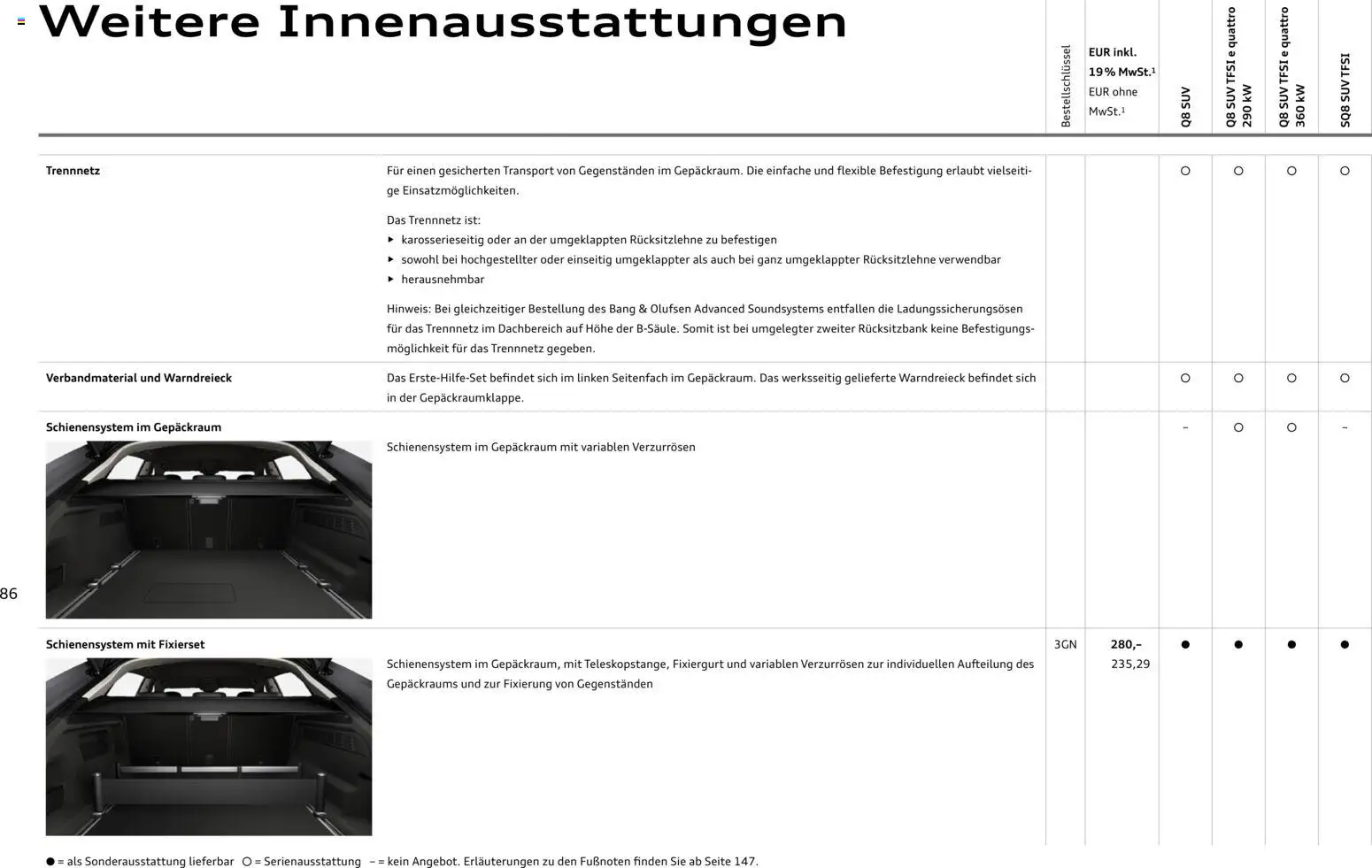Audi Q8 – gültig ab 06.11.2025 | Seite: 86