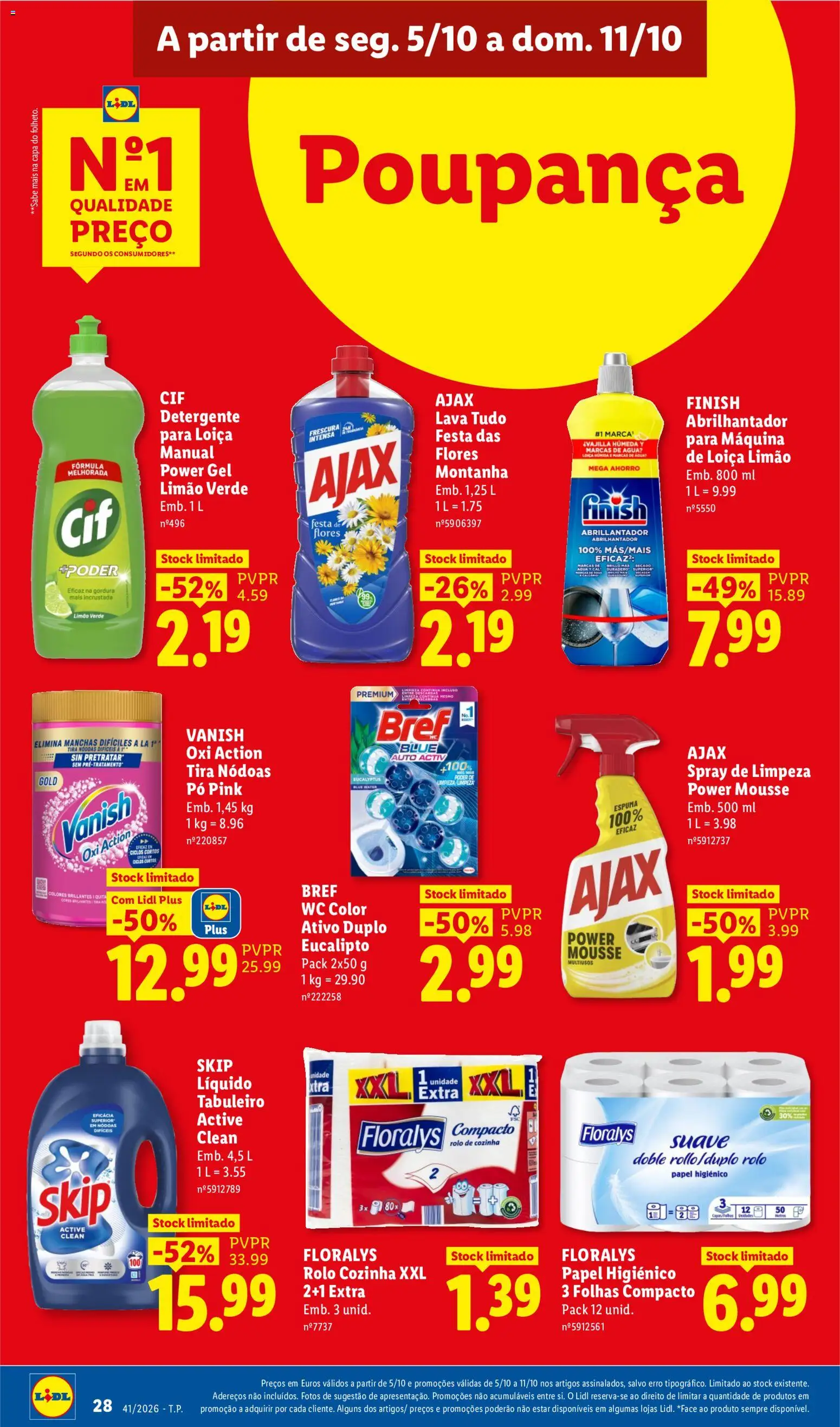 Lidl folheto │ válido de 05/10/2026 | Página: 28 | Produtos: Agua, Papel higiénico, Abrilhantador, Detergente
