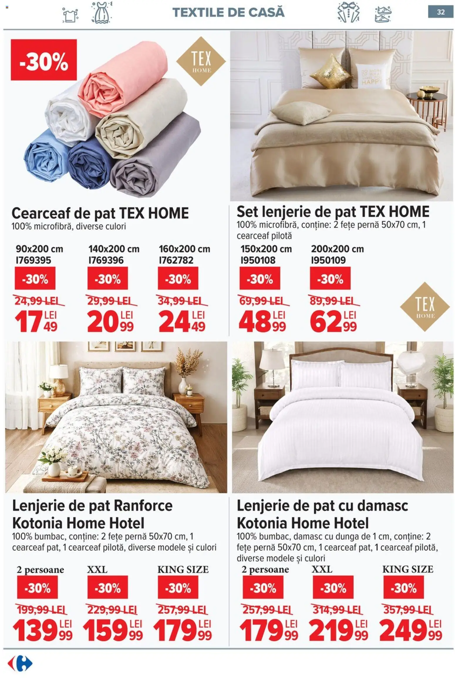 Noul catalog Carrefour – valabil de la 06.05.2026 | Pagină: 33 | Produse: Pat, Lenjerie de pat, Pernă, Pilotă