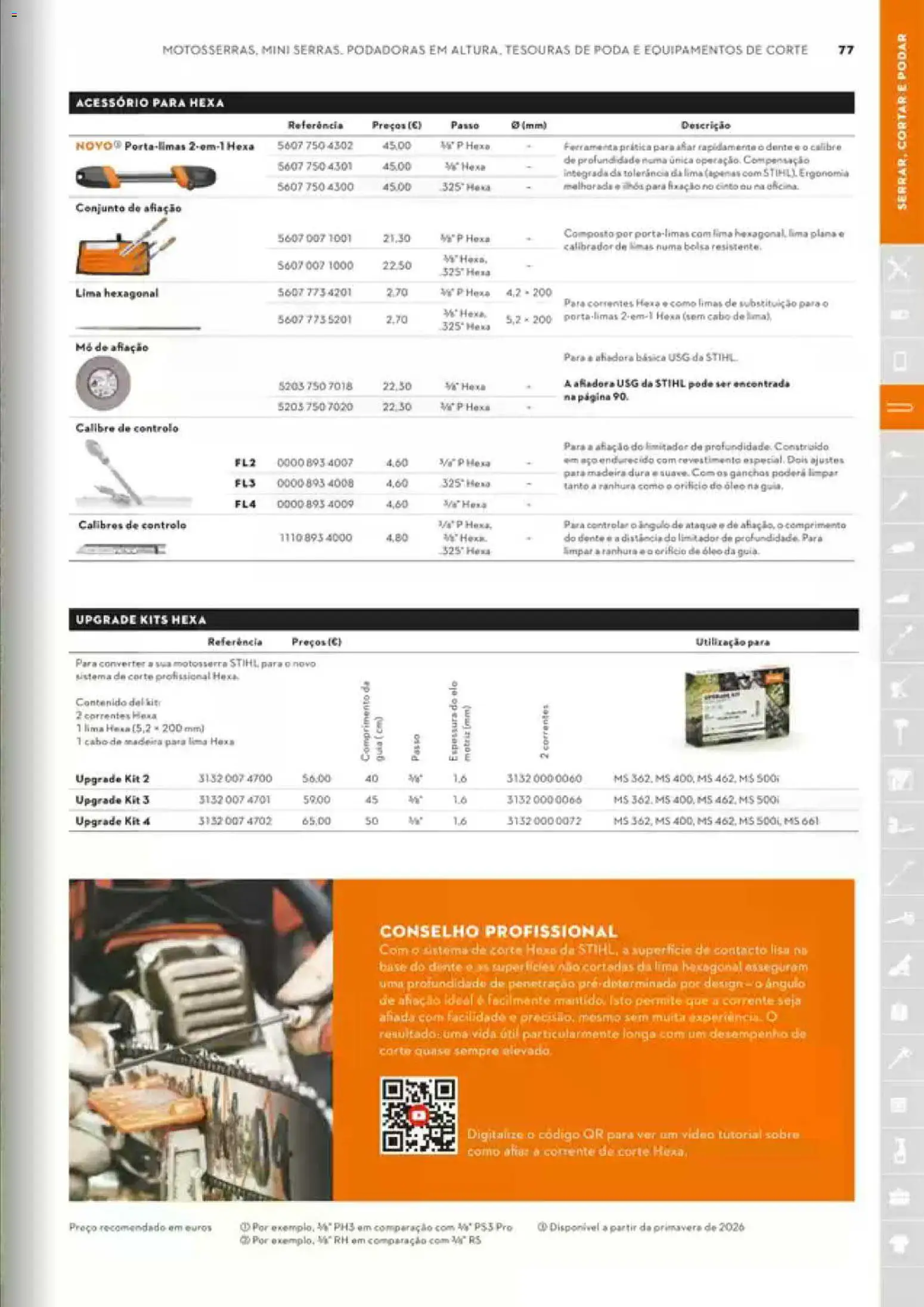 Stihl Catálogo │ válido de 07/09/2026 | Página: 77 | Produtos: Cinto, Motosserra, Óleo, Lima