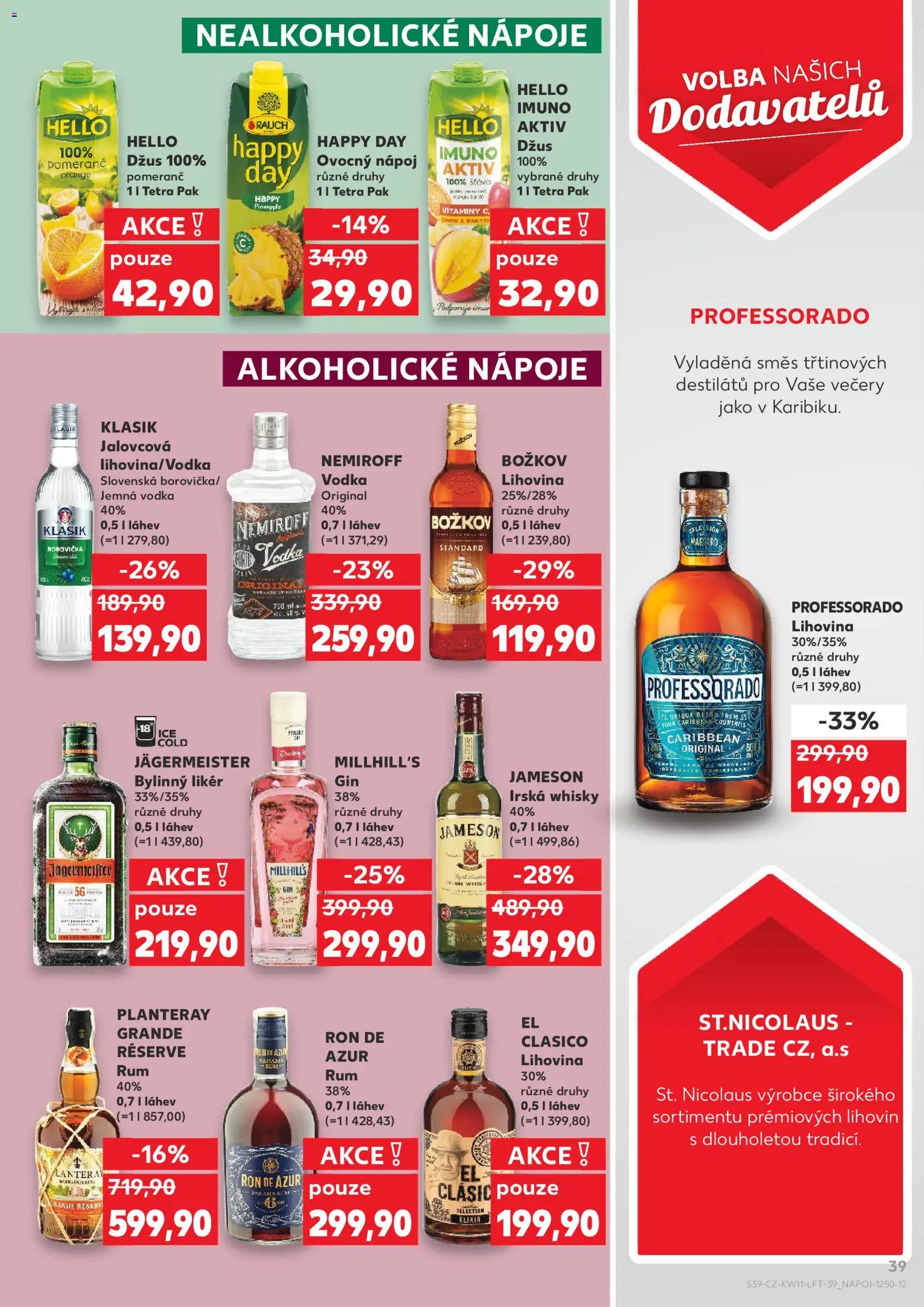 Kaufland leták od 11.03.2026 | Strana: 39 | Produkty: Jägermeister, Džus, Alkoholické nápoje, Božkov