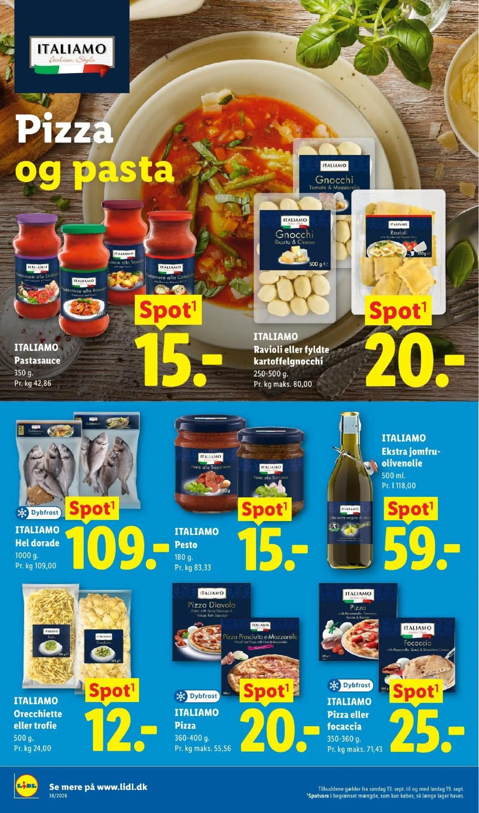 Lidl tilbudsavis – gyldig fra 13/09/2026 | Side: 12 | Produkter: Pizza, Pesto, Bacon, Olivenolie