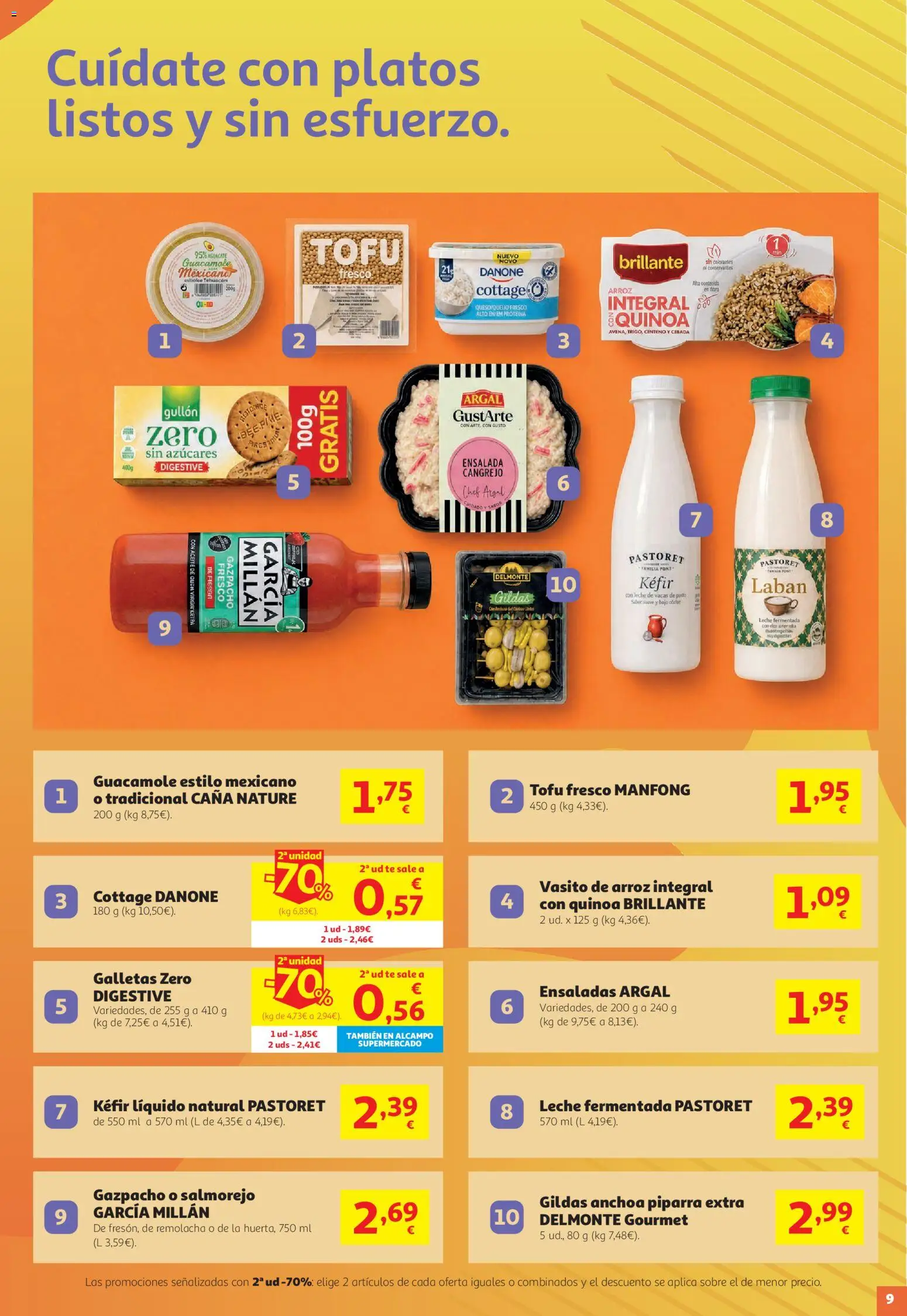 Alcampo HG Unico │ válido desde el 27/08/2026 | Página: 9 | Productos: Tofu, Kéfir, Té, Ensalada