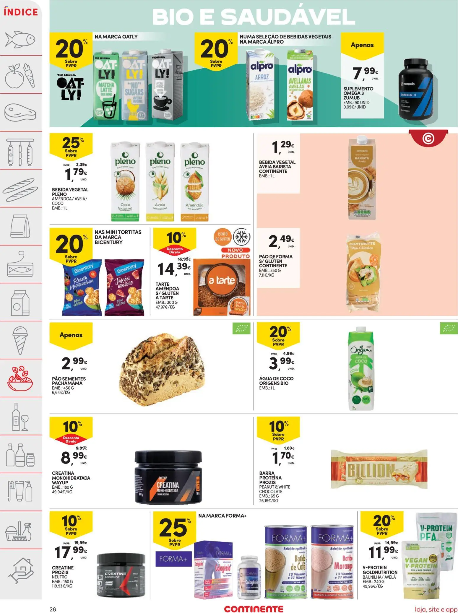 Continente folheto │ válido de 09.06.2026 | Página: 28 | Produtos: Aveia, Matcha, Arroz, Proteina