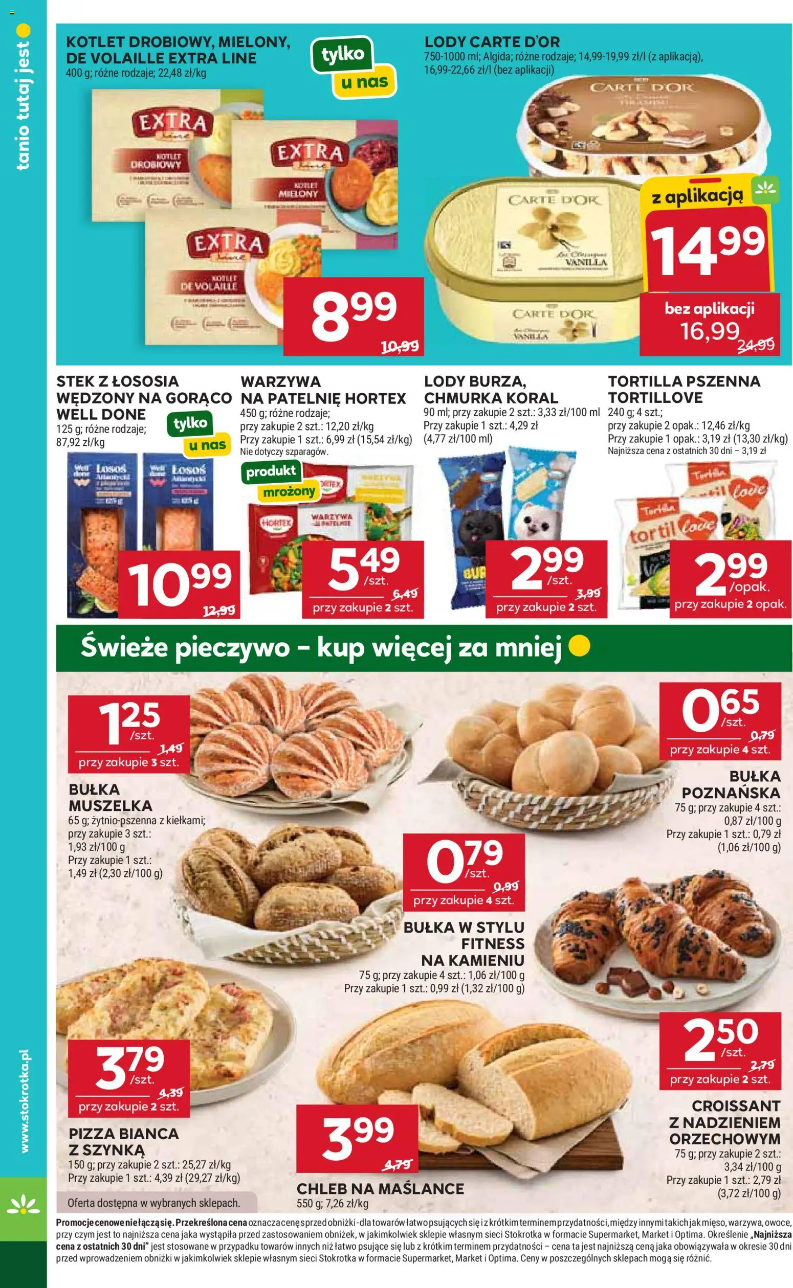 Stokrotka gazetka - Market od 11.06.2026 | Strona: 12 | Produkty: Pieczywo, Szynka, Lody, Warzywa