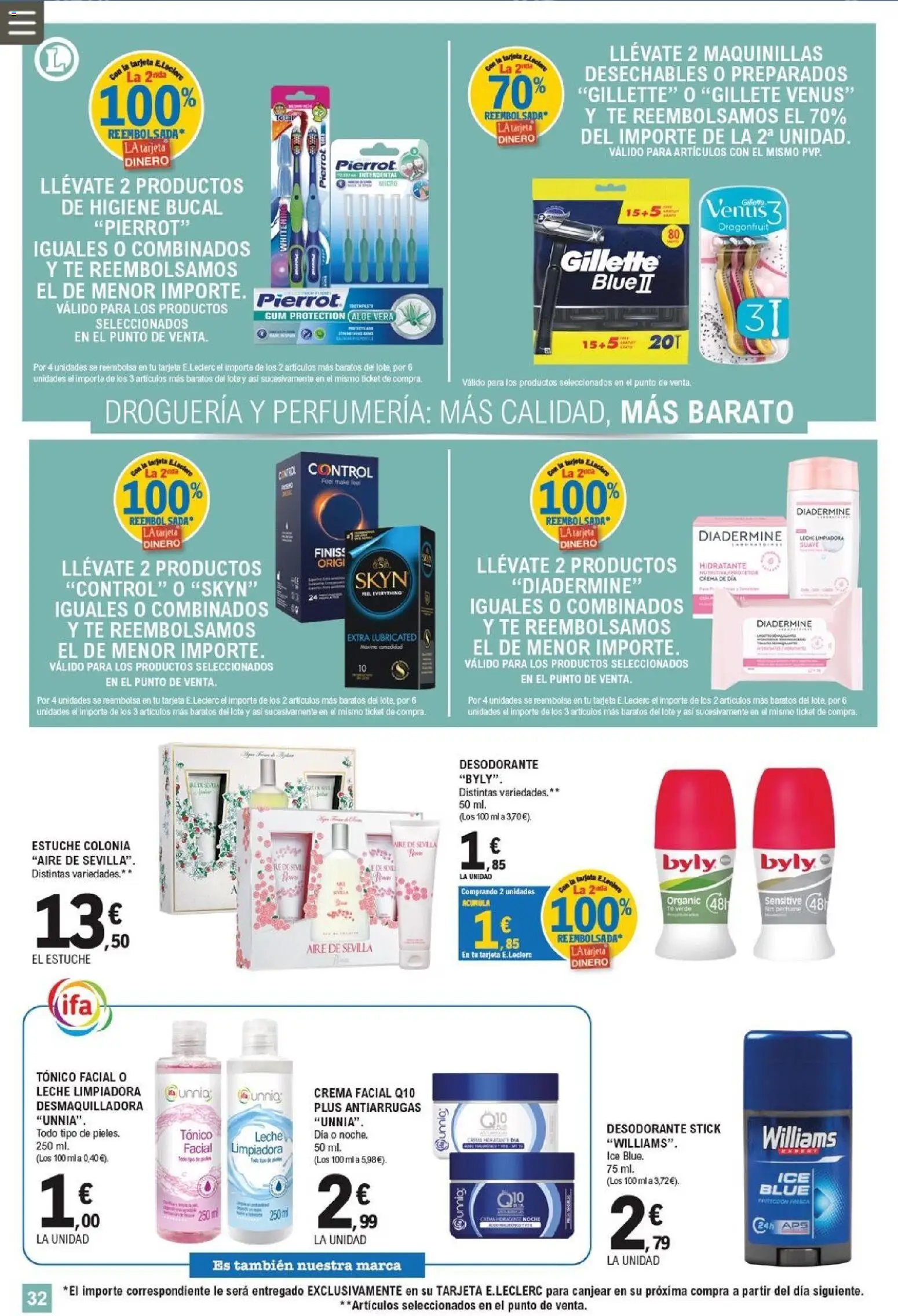 E.Leclerc Pamplona │ válido desde el 12/08/2026 | Página: 32 | Productos: Perfume, Té verde, Crema facial, Aloe Vera