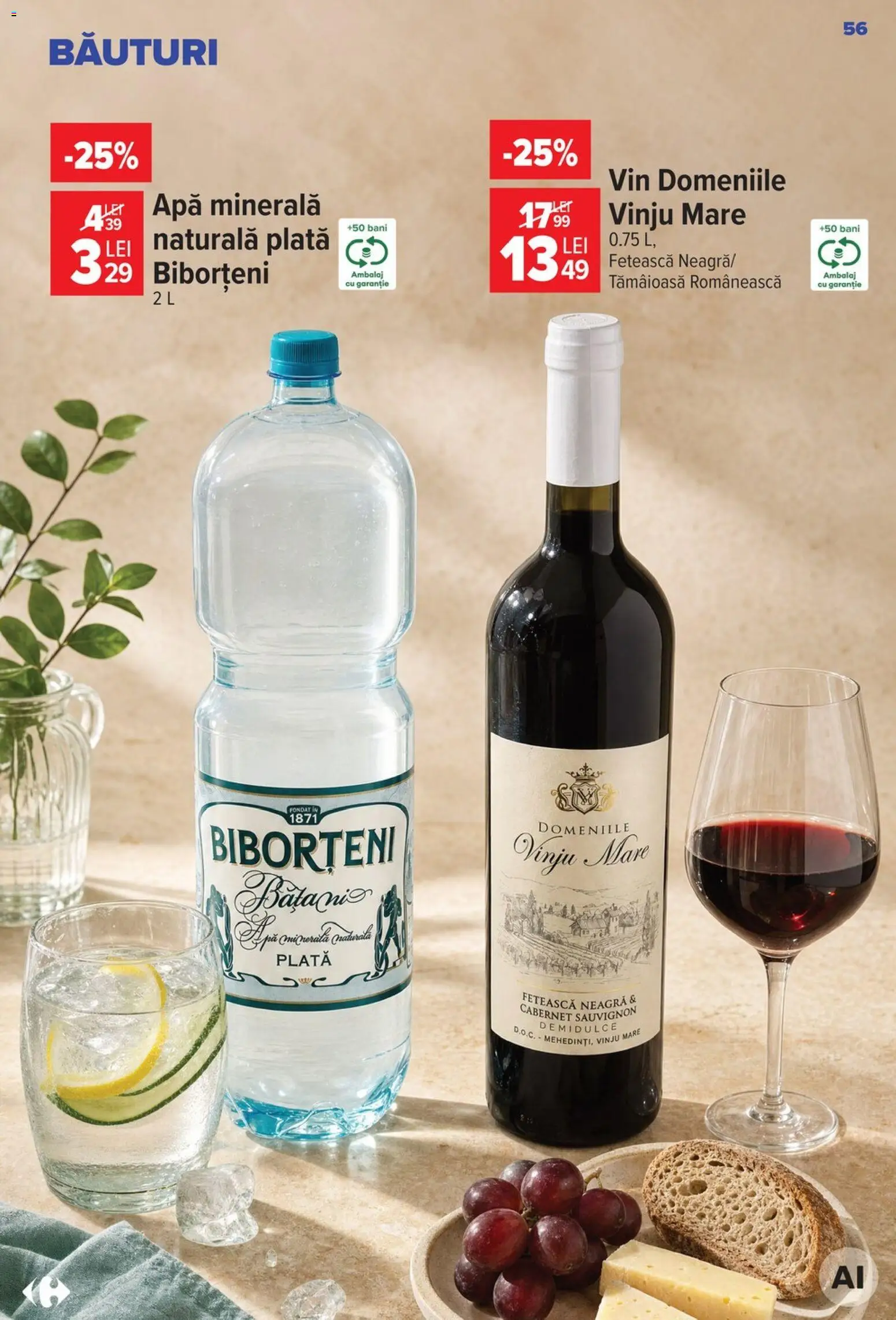 Noul catalog Carrefour – valabil de la 12.08.2026 | Pagină: 57 | Produse: Apa minerala, Vin, Sauvignon, Apă