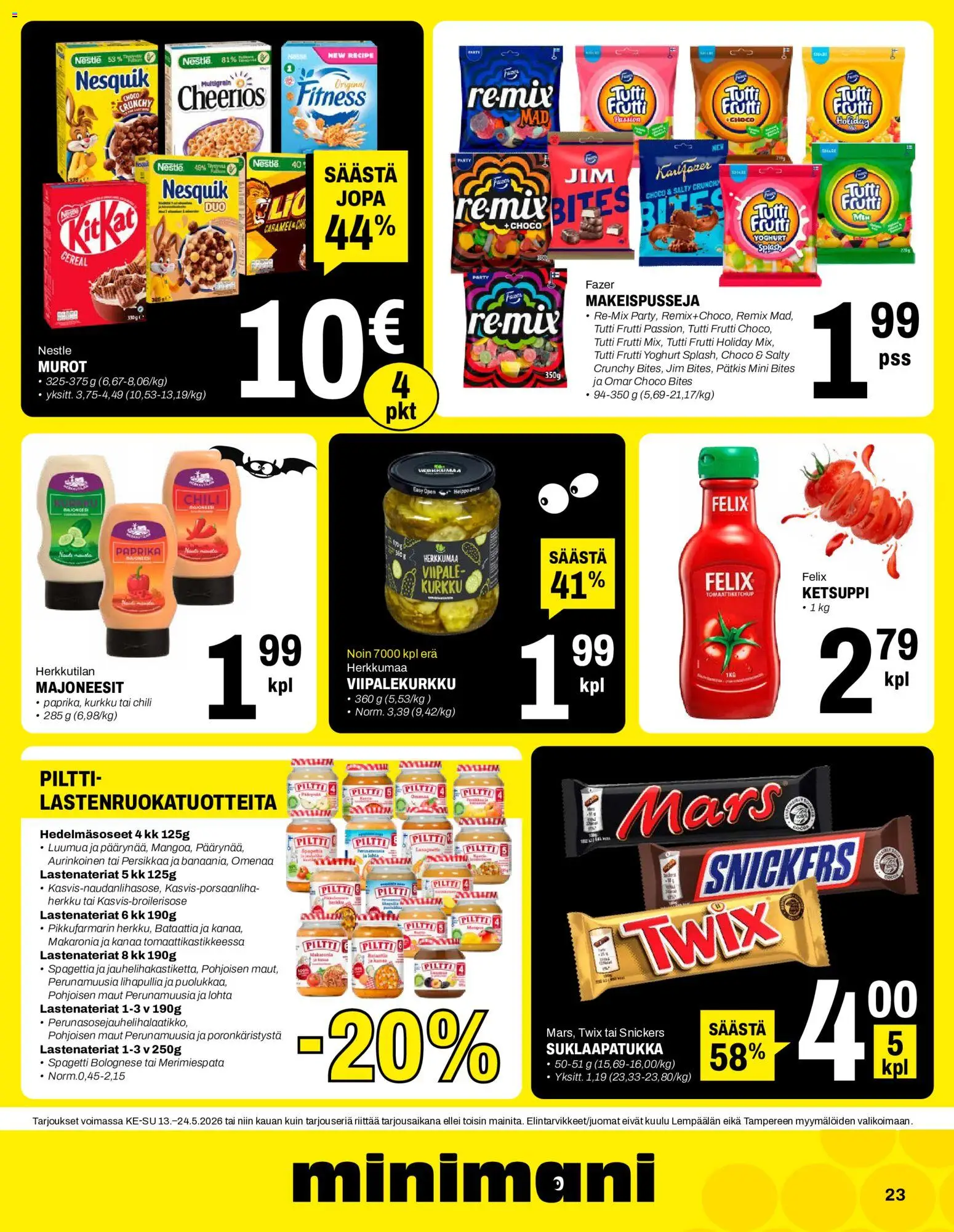 Minimani tarjoukset – voimassa 13.05.2026 alkaen | Sivu: 23 | Tuotteet: Paprika, Spagetti, Murot, Ketsuppi