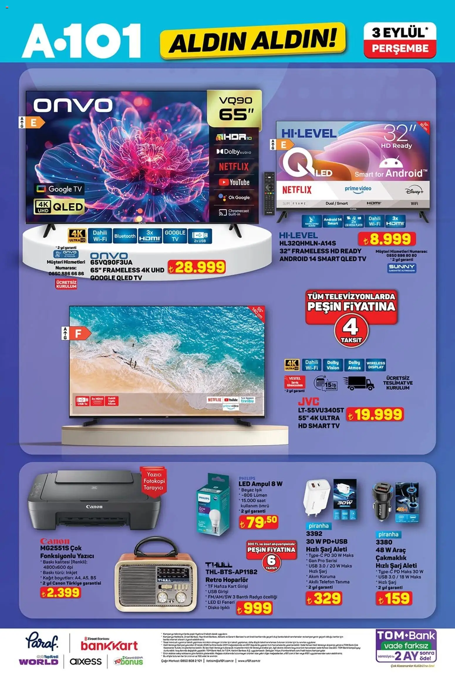 A101 - Katalog Aldın Aldın - 03 Eylül 2026 tarihinden itibaren geçerlidir | Sayfa: 3 | Ürünler: Baskı, TV, Video, Radyo