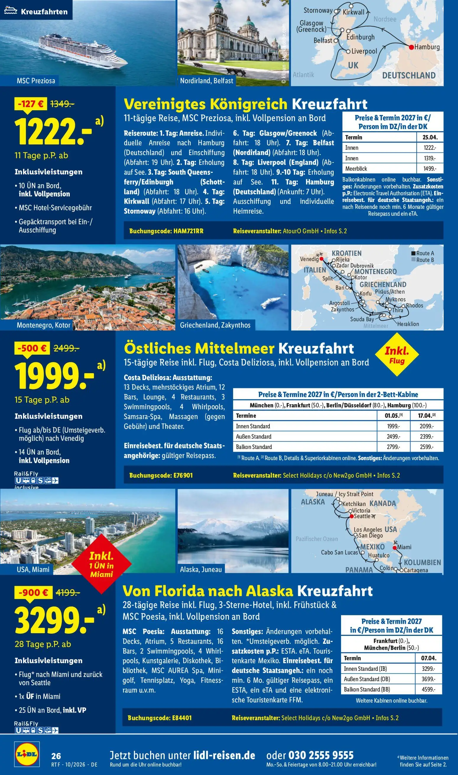Lidl Reisen Oktober/November Reise-Highlights – gültig ab 14.10.2026 | Seite: 26 | Produkte: Uhr