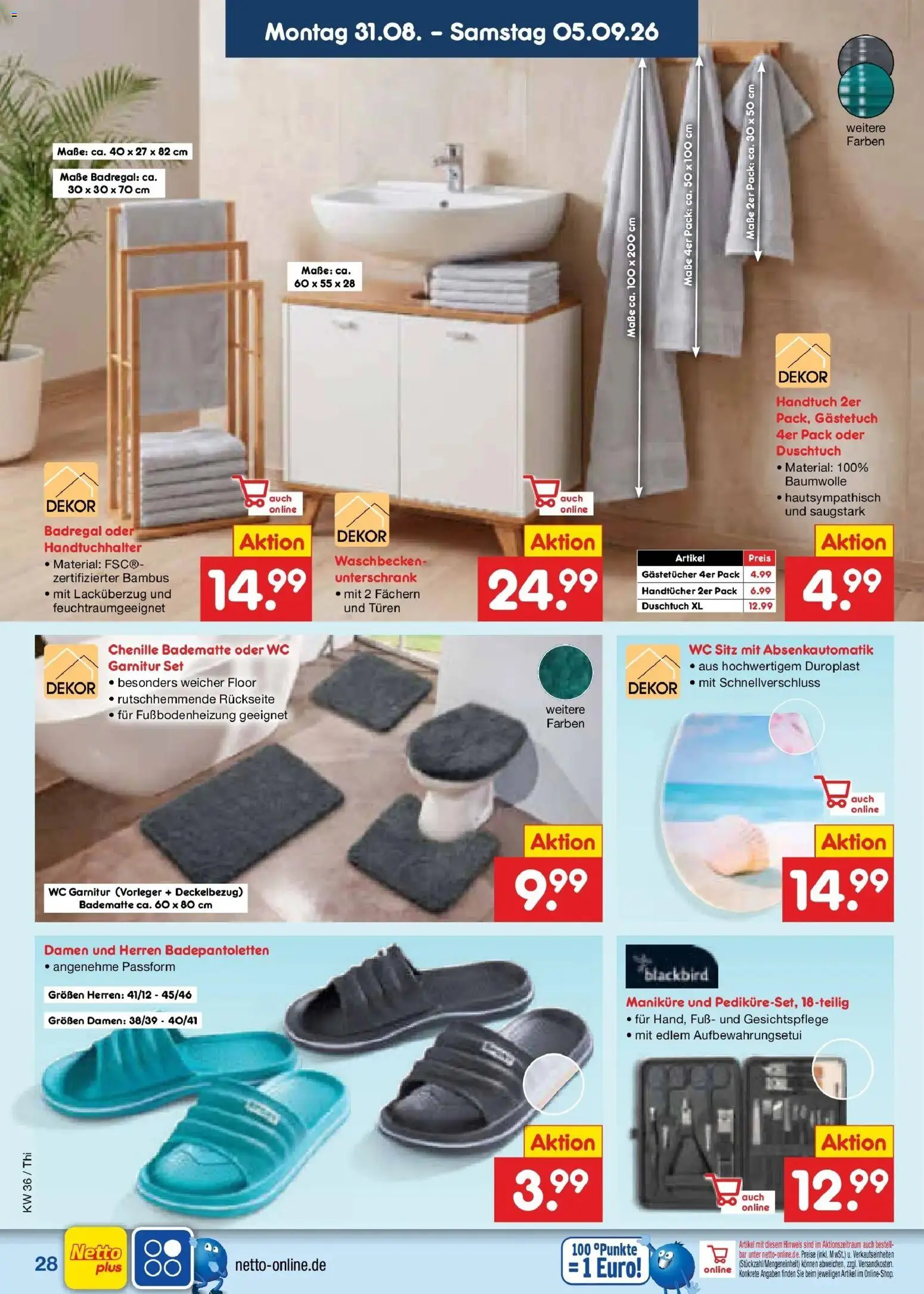 Netto Marken-Discount Prospekt Thiendorf – gültig ab 31.08.2026 | Seite: 38 | Produkte: Waschbecken, WC Sitz, Badregal, Unterschrank