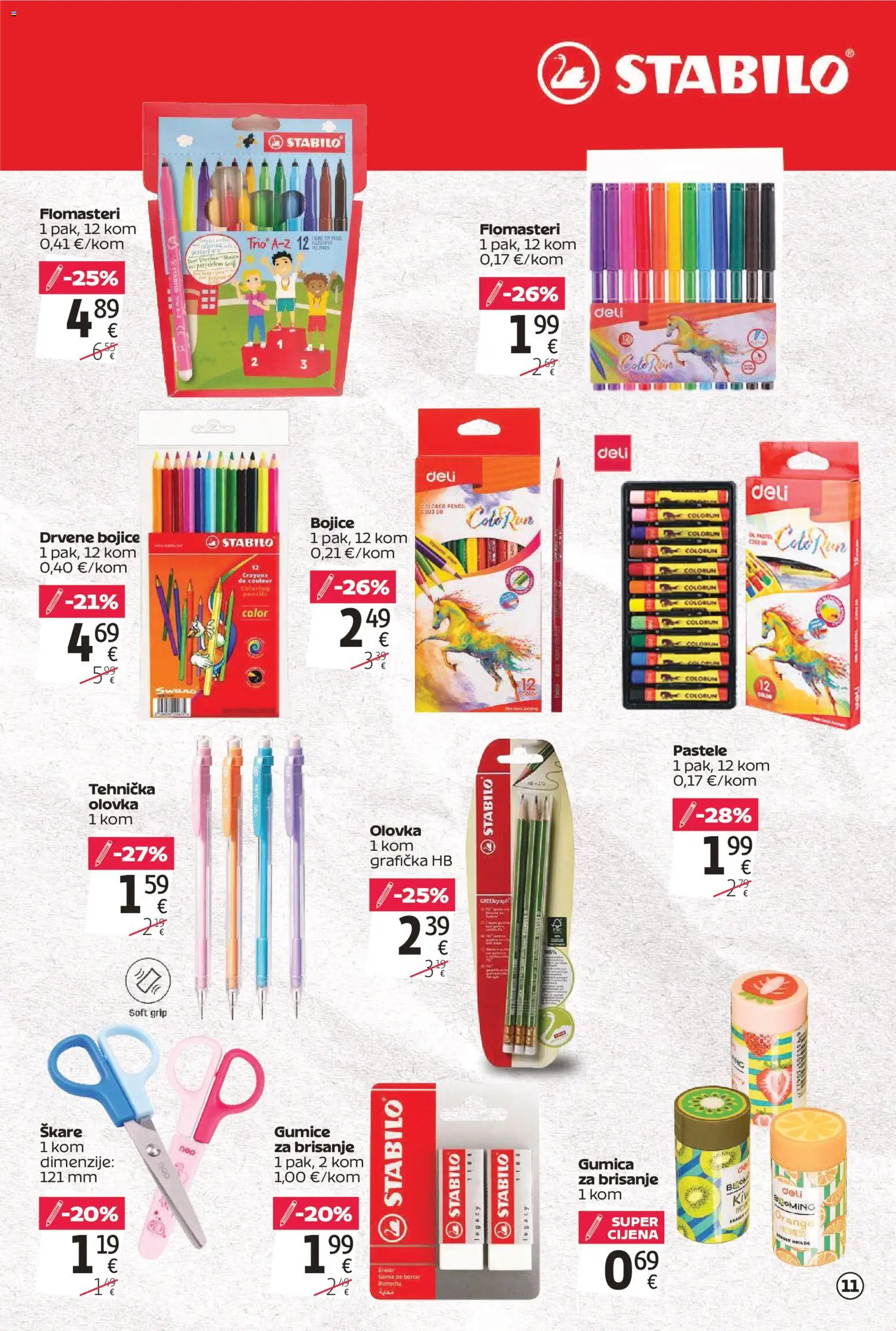 Tommy katalog | vrijedi od 20.08.2026 | Stranica: 11 | Proizvodi: Gumice, Drvene bojice, Flomasteri
