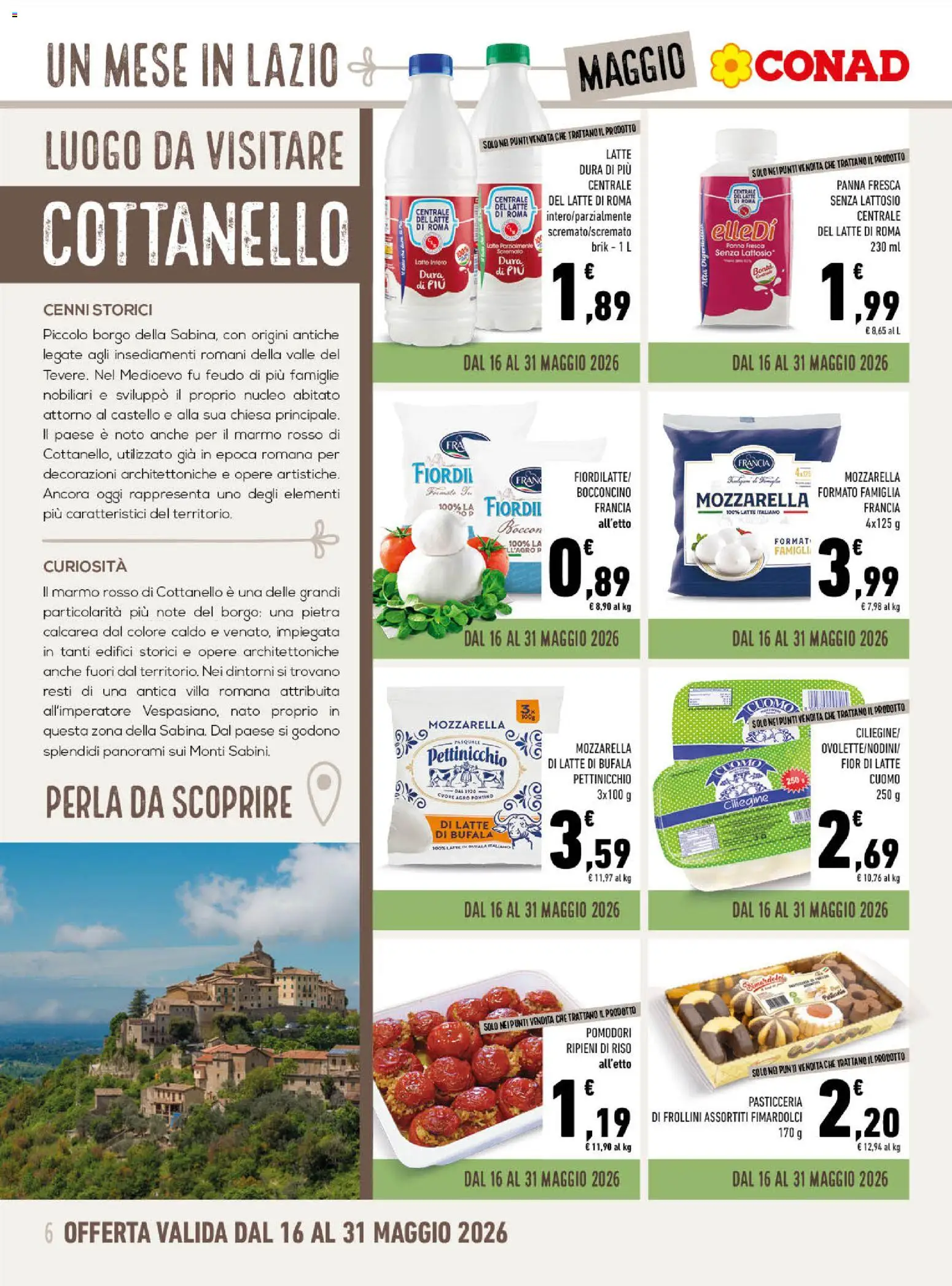 Volantino Spazio Conad del 29.04.2026 | Pagina: 6 | Prodotti: Riso, Panna, Mozzarella, Pomodori