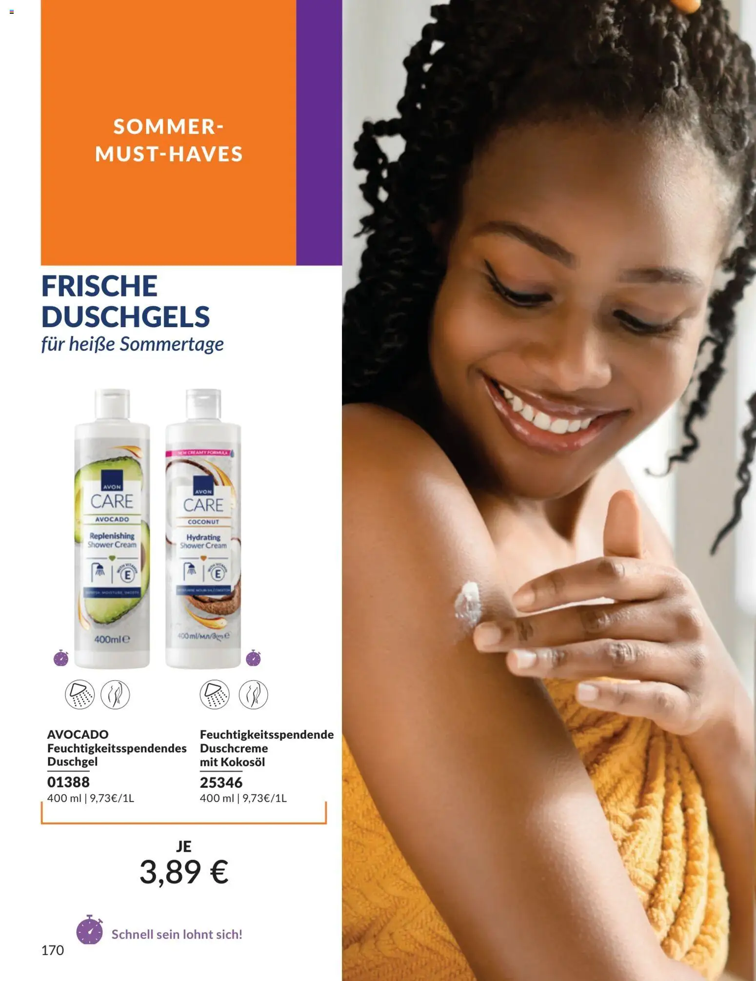 AVON Katalog Juli 2026 – gültig ab 01.07.2026 | Seite: 170 | Produkte: Duschgel, Avocado, Duschcreme