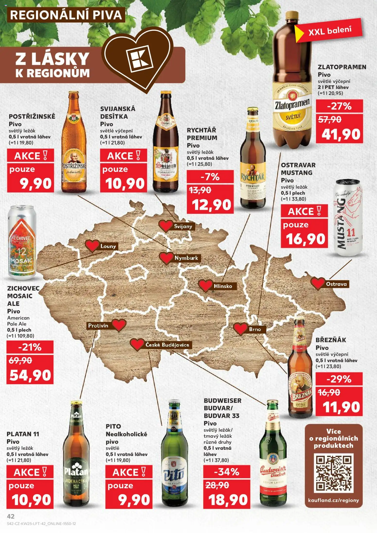 Kaufland leták od 17.06.2026 | Strana: 42 | Produkty: Zlatopramen, Březňák, Nealkoholické pivo, Budvar 33