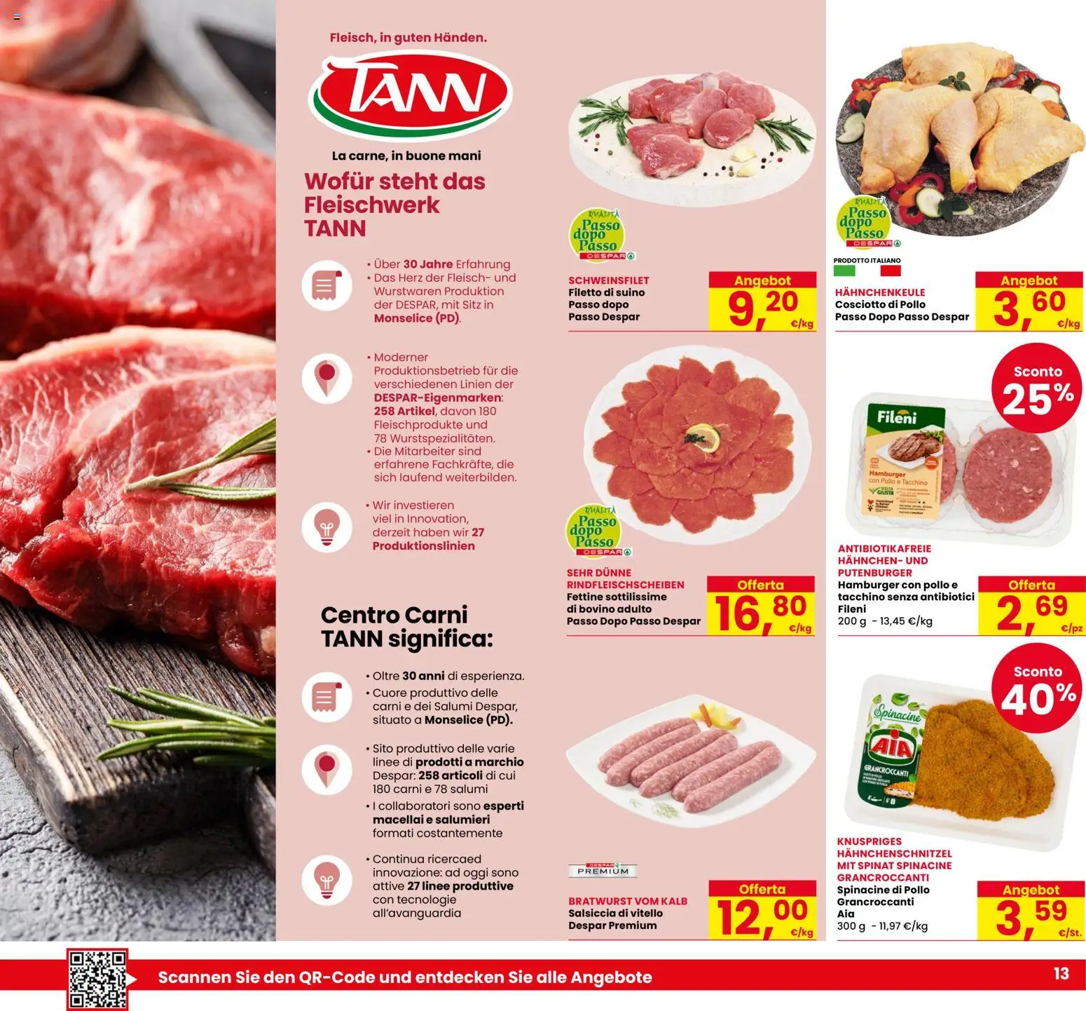 Volantino Eurospar del 20/08/2026 | Pagina: 13 | Prodotti: Bovino, Filetto, Suino, Hamburger