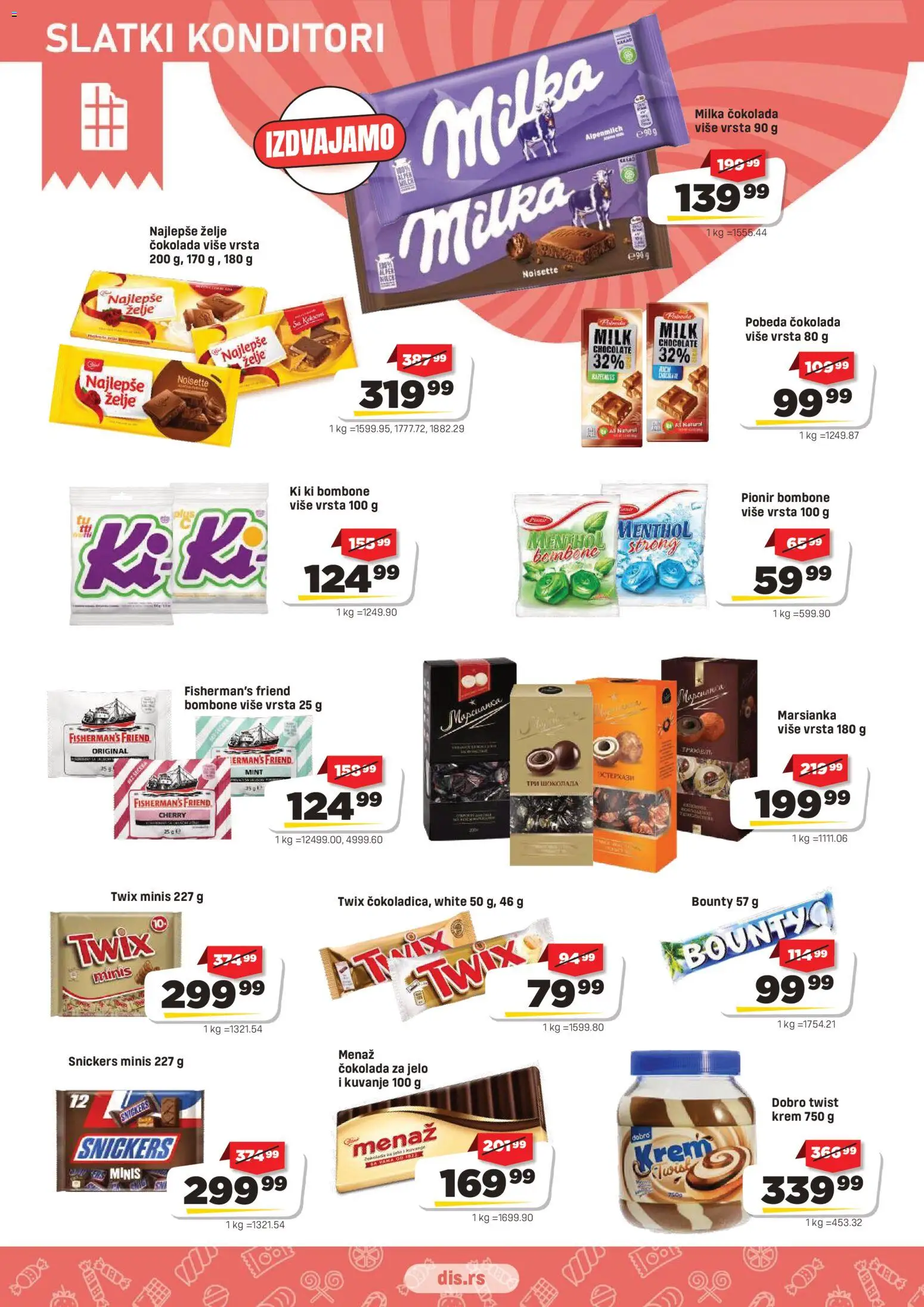 DIS katalog - važi od 04.06.2026 | Strana: 12 | Proizvode: Milka, Twix, Bounty, Čokolada