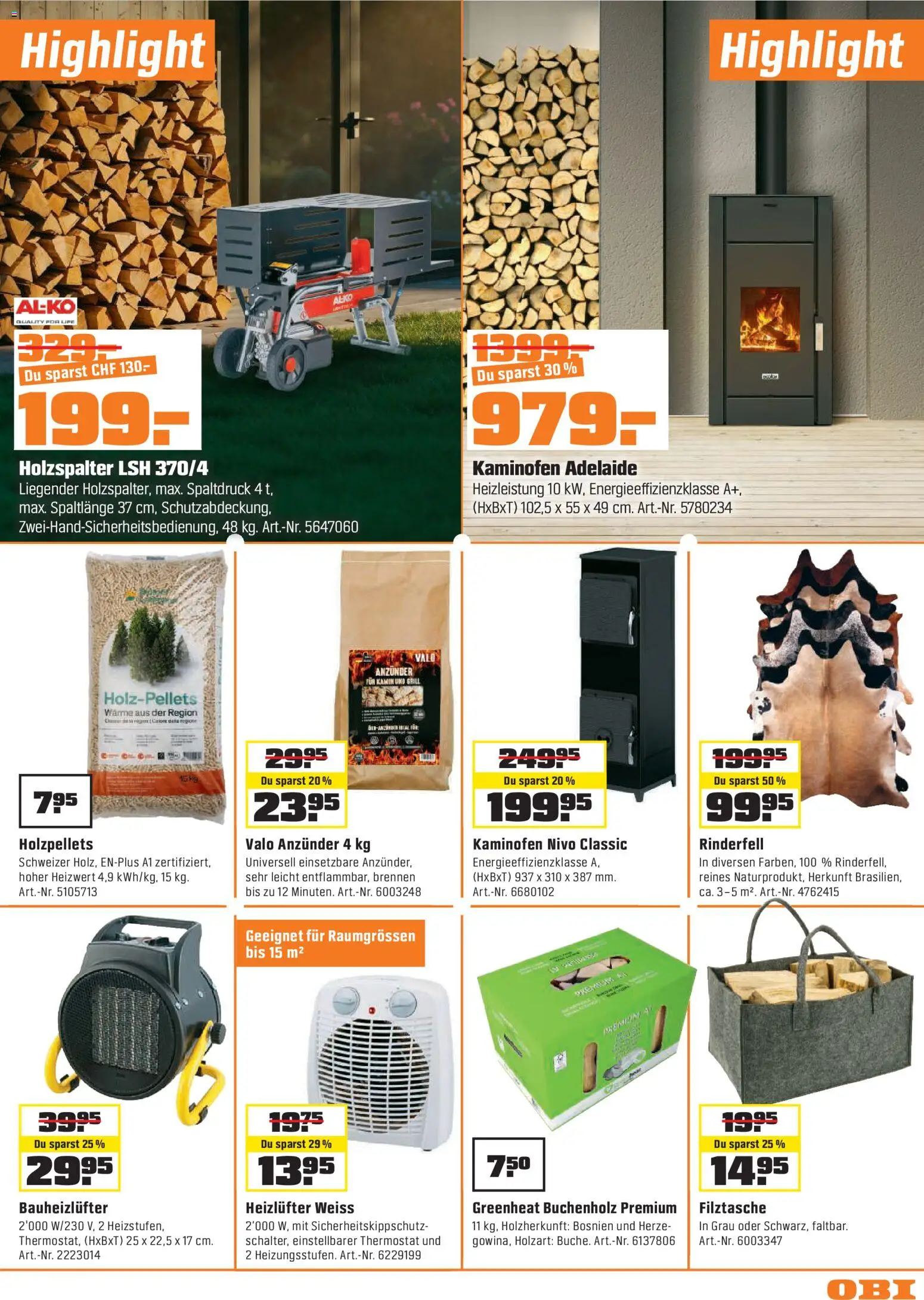 OBI - UNSERE SUPERDEALS! – gültig ab 01.09.2026 | Seite: 11 | Produkte: Kaminofen, Grill