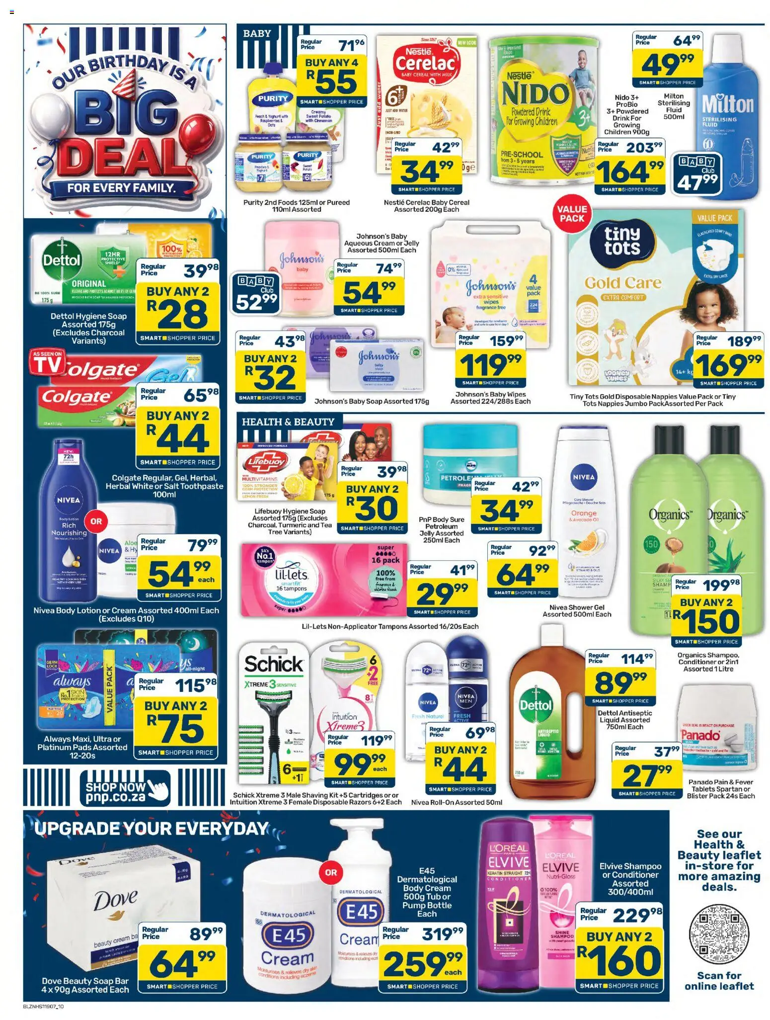 New Pick n Pay catalogue – valid from 24/07/2026 | Page: 10 | Products: Shower, Pads, Conditioner, Lotion
