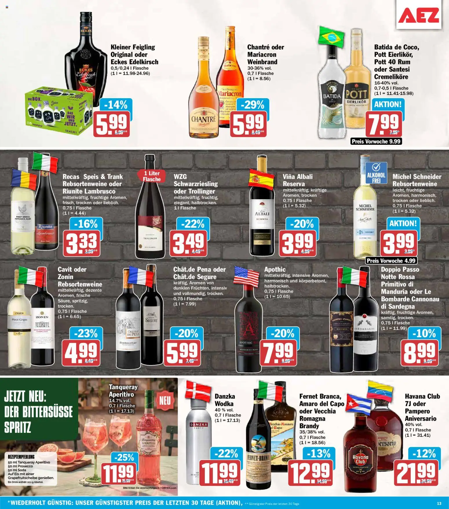 AEZ Prospekt – gültig ab 05.10.2026 | Seite: 13 | Produkte: Rum, Alkohol, Fernet, Wodka