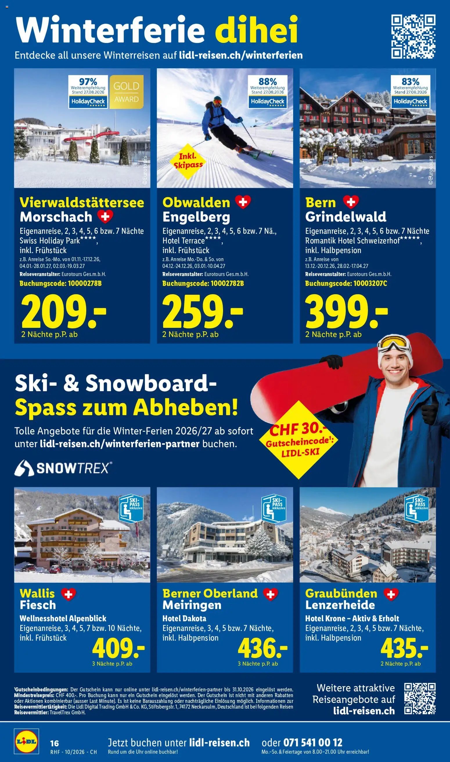Lidl aktionen Reise-Highlights – gültig ab 30.09.2026 | Seite: 16 | Produkte: Ski, Snowboard, Uhr