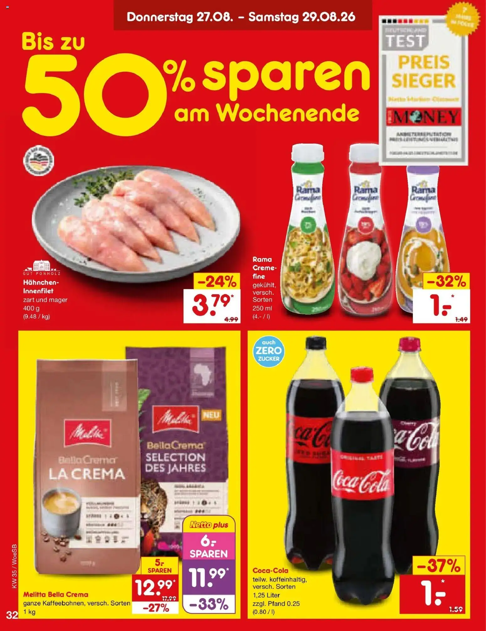 Netto Marken-Discount Prospekt Leonberg – gültig ab 24.08.2026 | Seite: 46 | Produkte: Melitta, Cola, Creme, Zucker