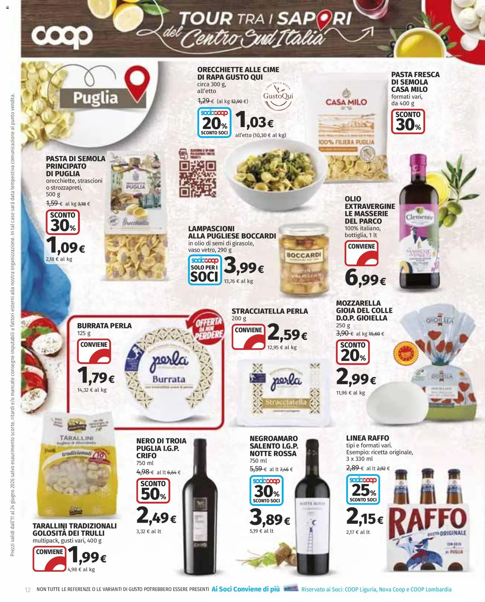 Volantino COOP del 11.06.2026 | Pagina: 12 | Prodotti: Mozzarella, Pasta, Data, Vaso