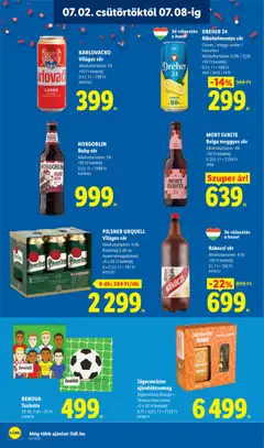KARLOVACKO Világos sör, Alkoholtartalom: 5%, +50 Ft betétdíj, 0,5 l; 1 l = 798 Ft - amely érvényes a következő dátumtól: 2026.07.02. | Oldal: 20 | Termékek: Tonic, Pilsner urquell, Sör, Citrom
