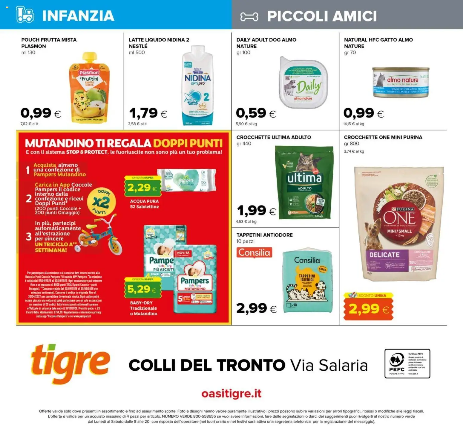 Volantino Tigre del 07.05.2026 | Pagina: 20 | Prodotti: Salmone, Latte, Crocchette, Pampers