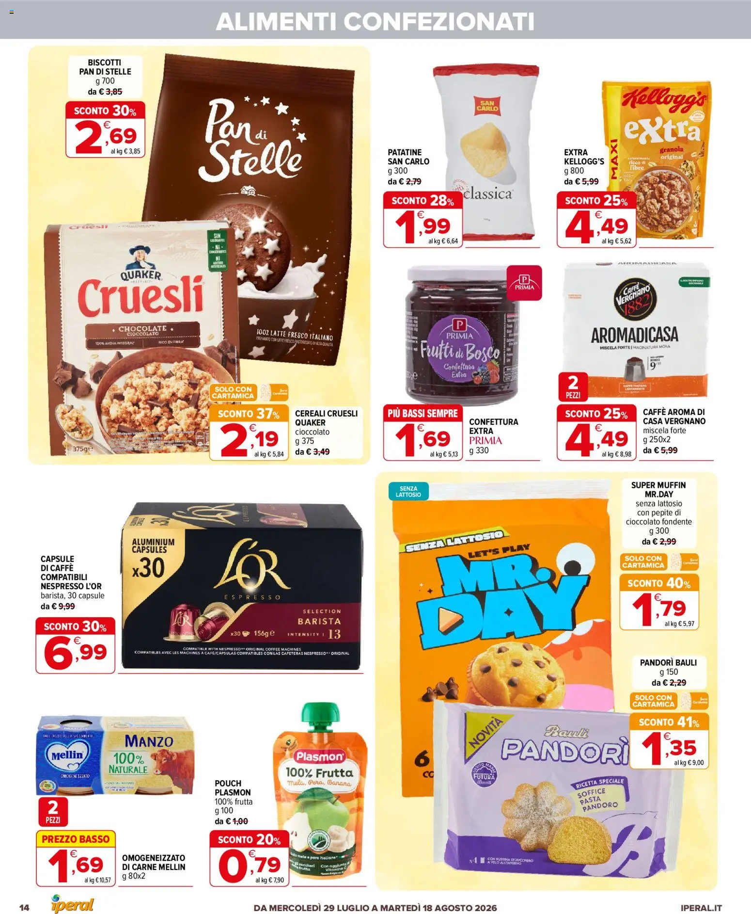Volantino Iperal del 29/07/2026 | Pagina: 14 | Prodotti: Manzo, Cereali, Biscotti, Zucchero