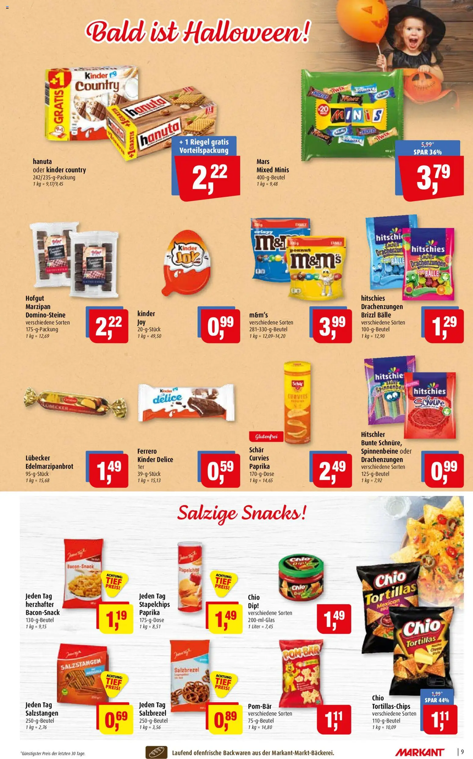 Markant Prospekt – gültig ab 19.10.2026 | Seite: 9 | Produkte: Tortillas, M&M's, Paprika, Kinder country