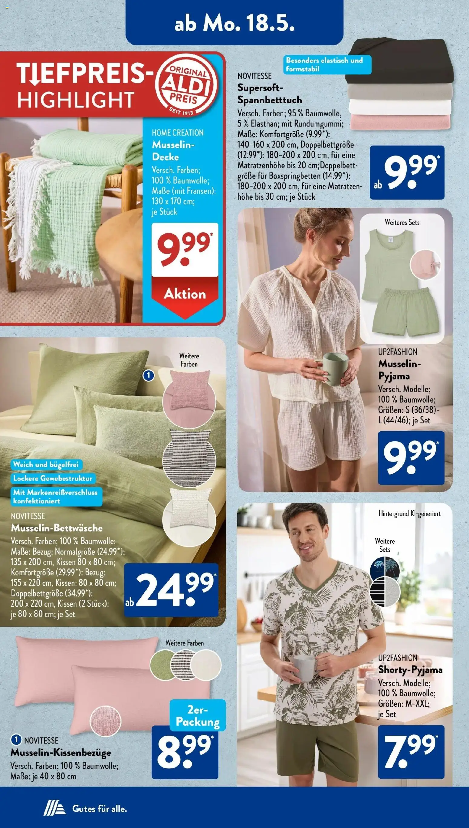 Aldi Süd Wochenangebote – gültig ab 18.05.2026 | Seite: 9 | Produkte: Up2fashion, Kissen, Decke, Home creation