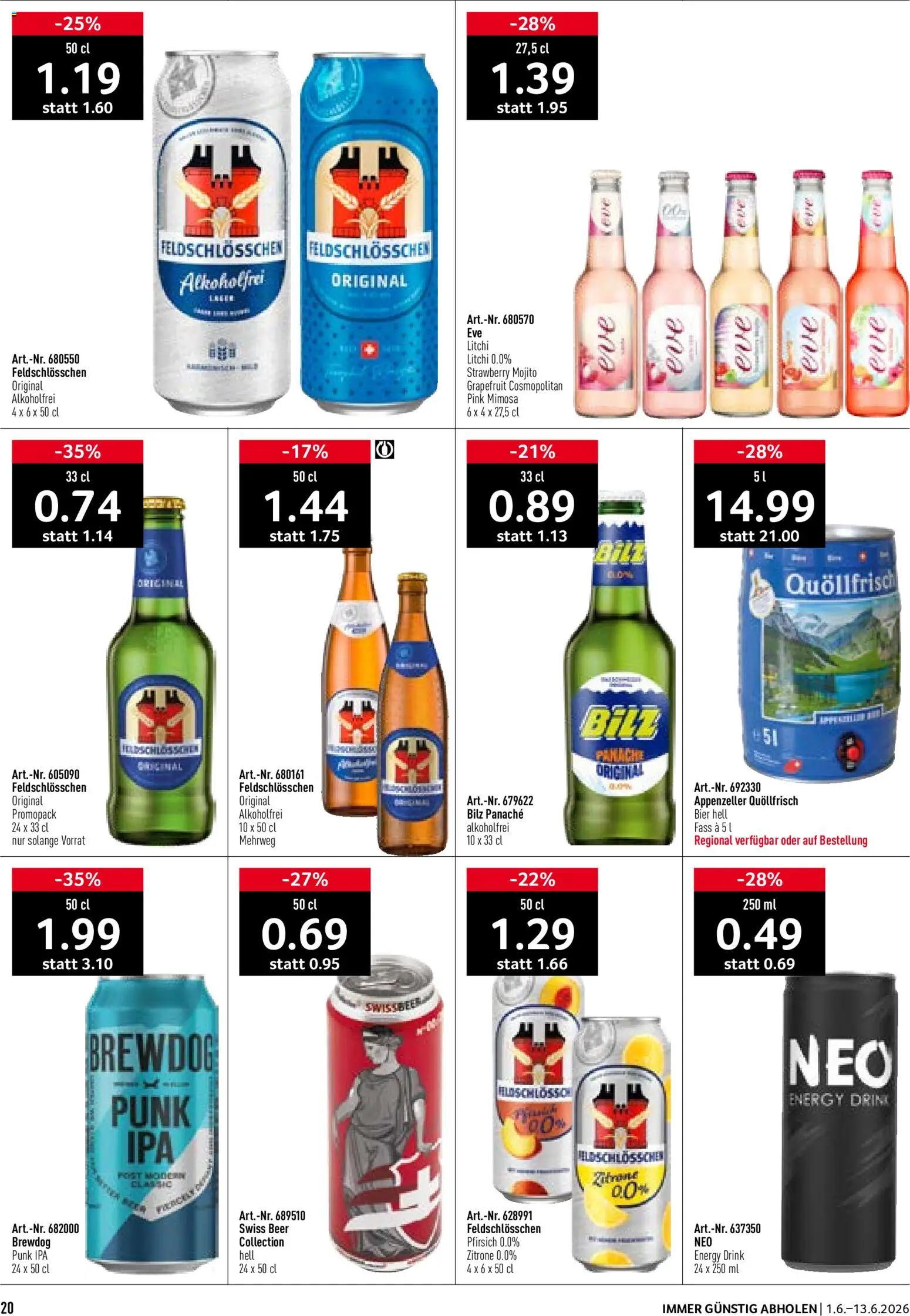 Prodega aktionen WM 2026 – gültig ab 01.06.2026 | Seite: 20 | Produkte: Bier, Grapefruit, Pfirsich, Zitrone