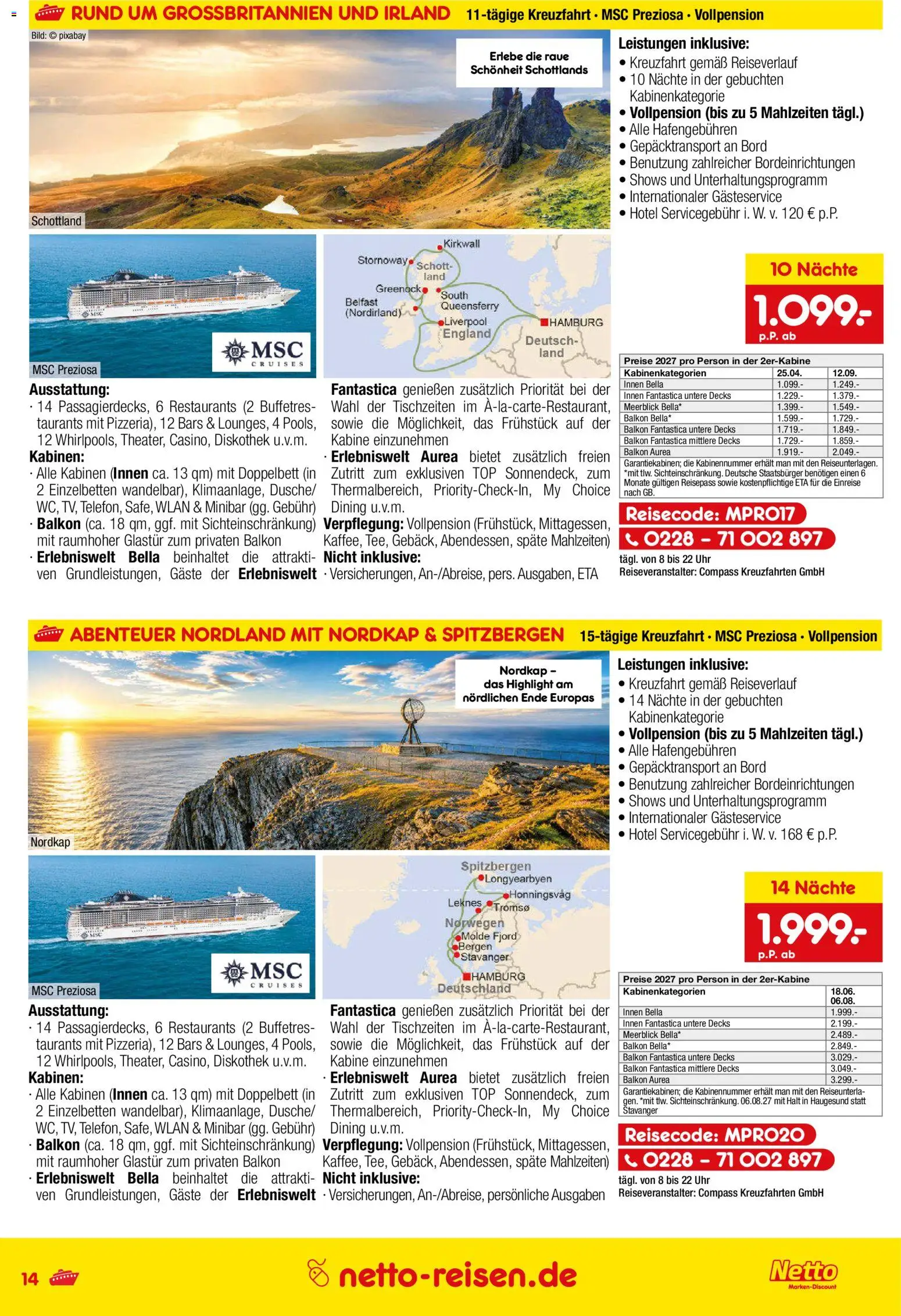 Netto Reisen Prospekt – gültig ab 27.08.2026 | Seite: 14 | Produkte: Top, Doppelbett, Uhr