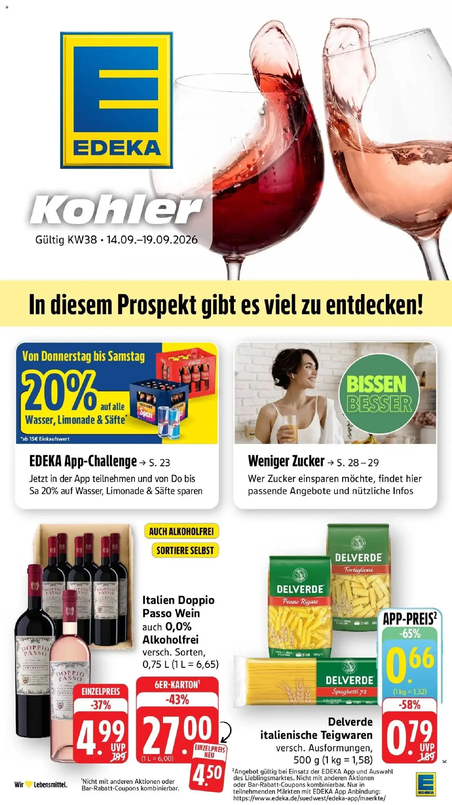 Edeka Prospekt Ettenheim (ab 14.09.2026) » Angebote Online | Seite: 1 | Produkte: Limonade, Zucker, Doppio Passo, Wein