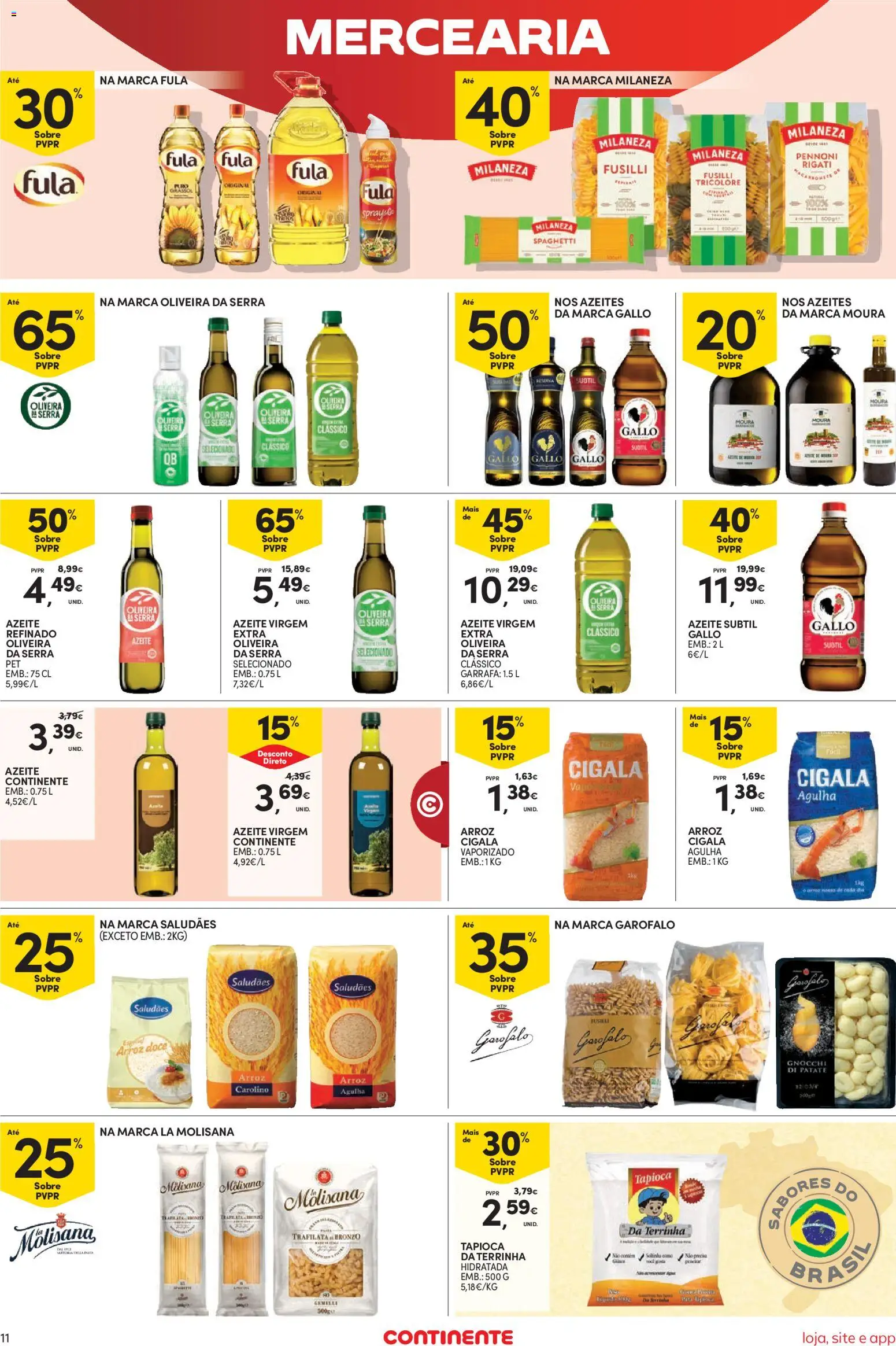 Continente Semanal Continente Bom Dia │ válido de 26.05.2026 | Página: 11 | Produtos: Azeite, Tapioca, Gnocchi, Arroz