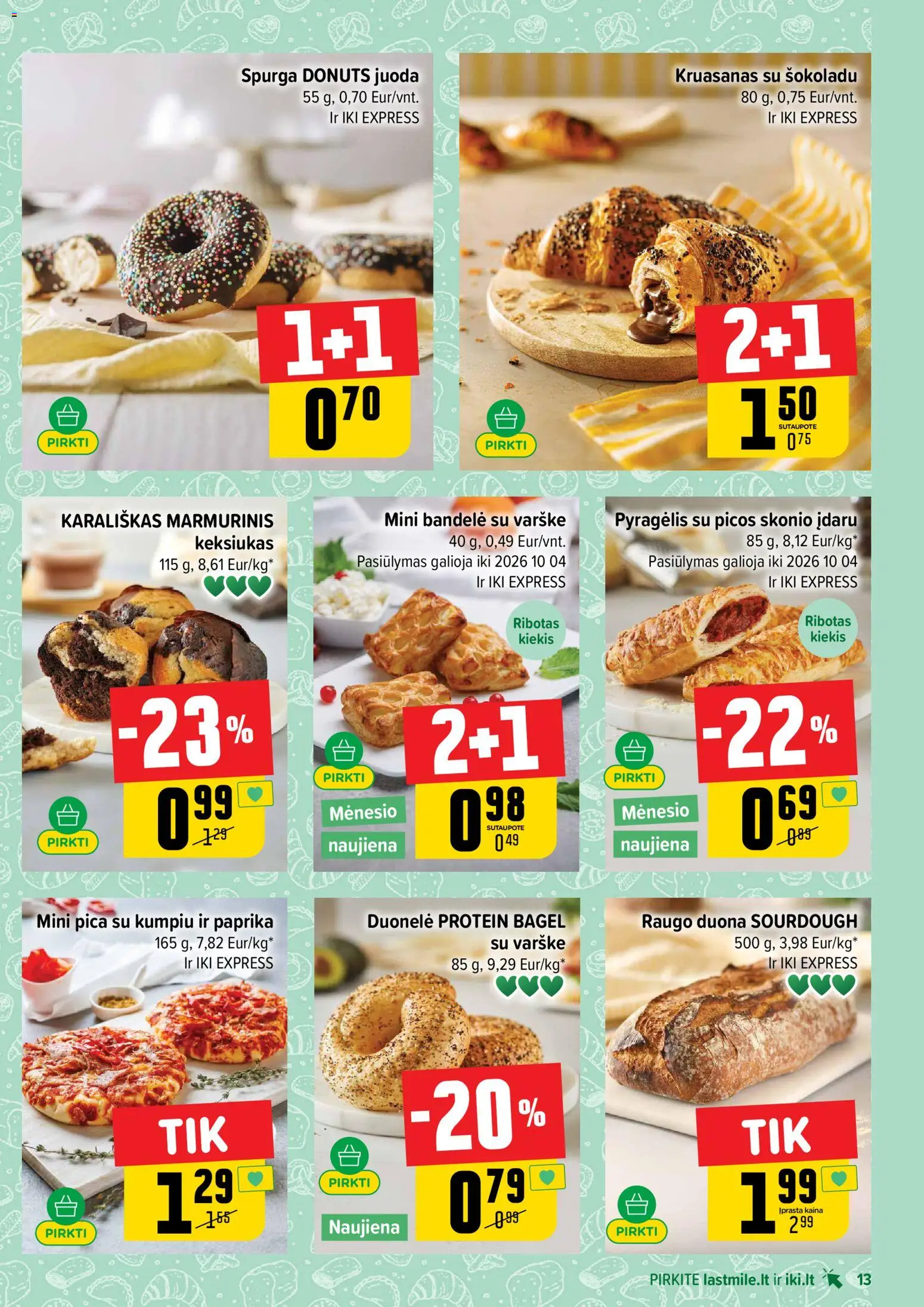 IKI akcijos nuo 2026.09.28 | Puslapis: 13 | Prekių: Paprika, Spurga, Varškė, Pica