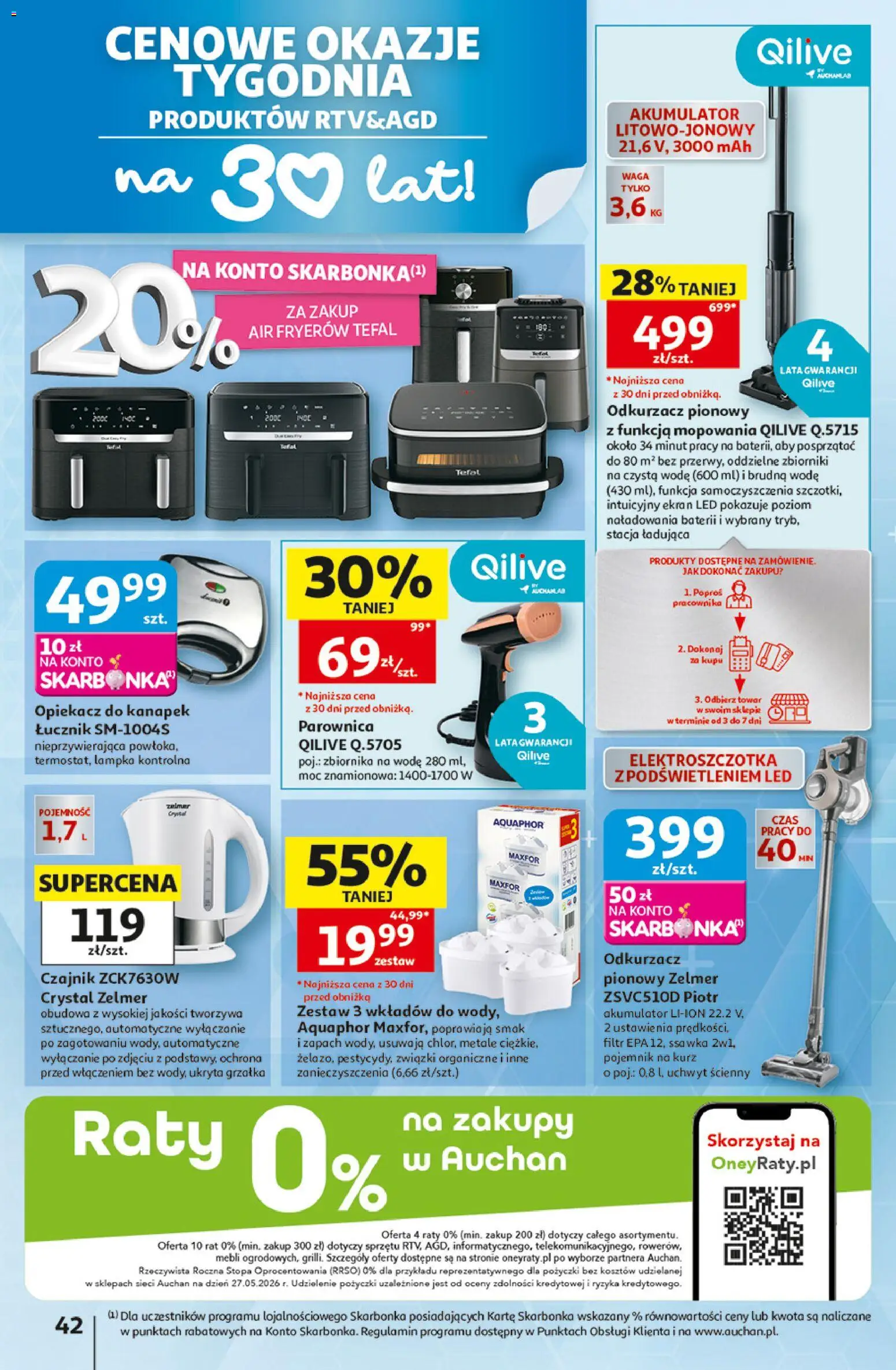 Auchan gazetka - 30 Lat Hipermarket od 18.06.2026 | Strona: 42 | Produkty: Waga, Czajnik, Parownica, Tefal